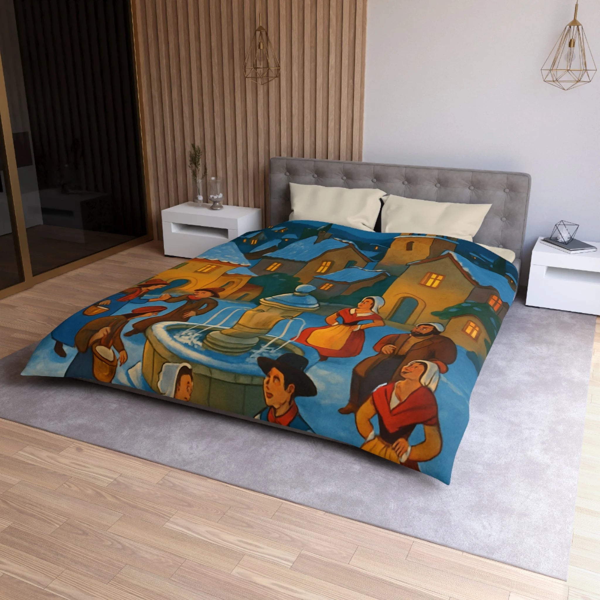 Housse de Couette Microfibre Design Artistique Moderne Décoration Chambre Confort Premium