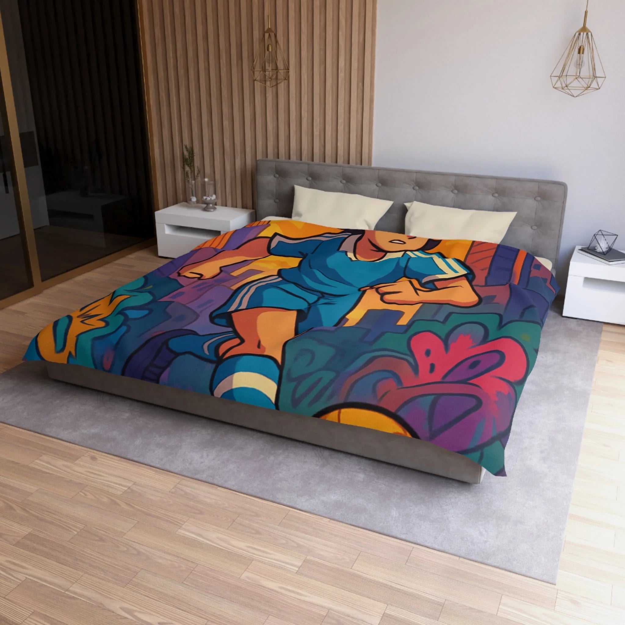 Housse de Couette Microfibre Design Artistique Moderne Décoration Chambre Confort Premium