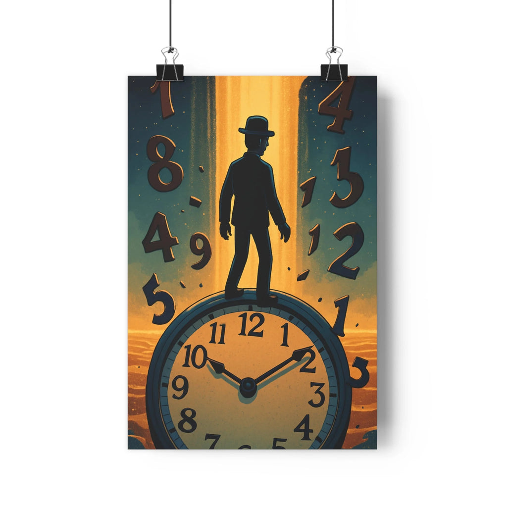 Poster décoratif artistique bande dessinée bleu doré mystique horloge salon chambre contemporain costume qualité