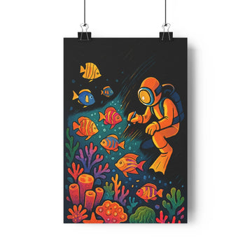 Poster décoratif lumineux océan bleu orange cartoon enfant joyeux chambre créatif magique vibrant coloré