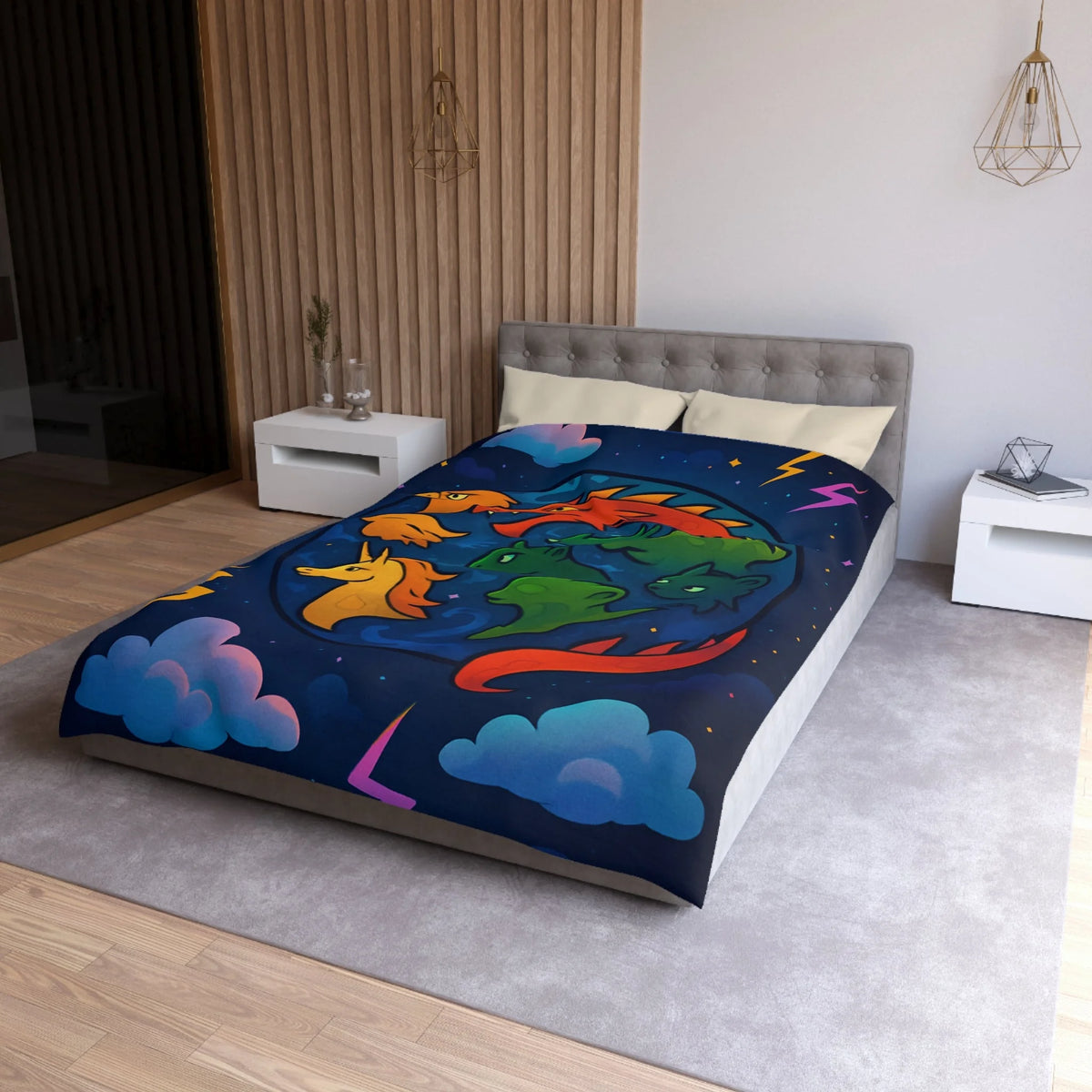 Housse de Couette Microfibre Illustration Unique Design Moderne Décoration Intérieure Raffinée