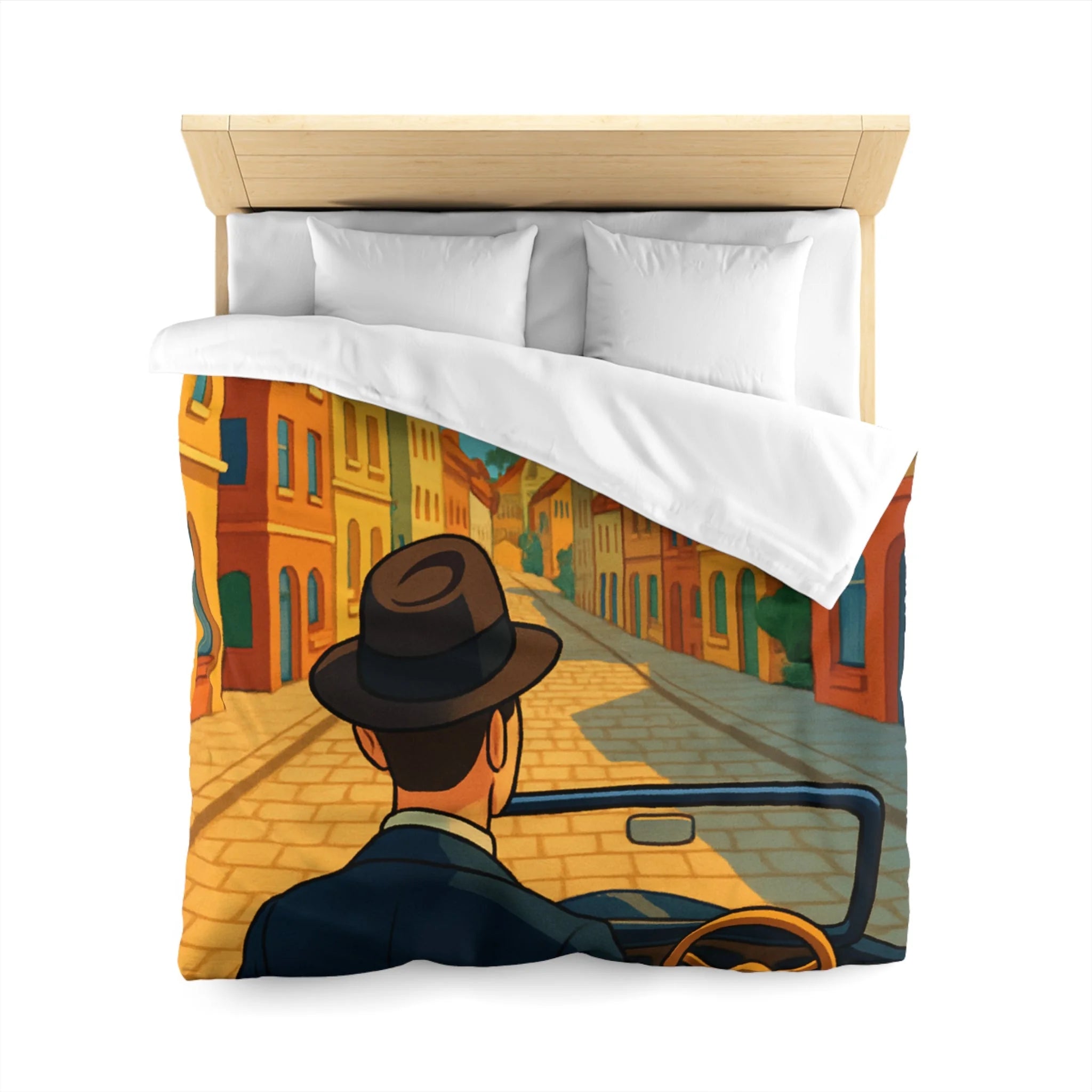 Housse de Couette Microfibre Motif Créatif Original Style Contemporain Chambre Élégante