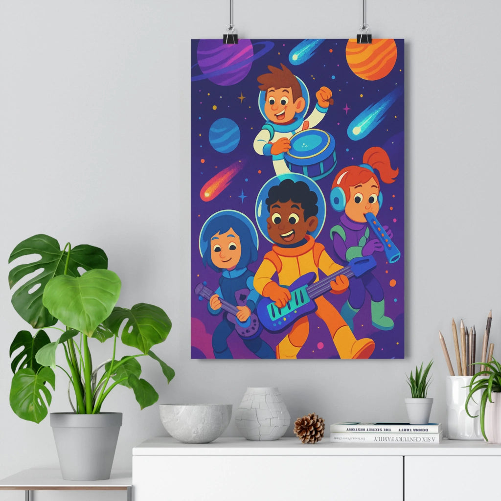 Poster décoratif anime astronaute musique espace bleu violet orange chambre aventure moderne comètes qualité
