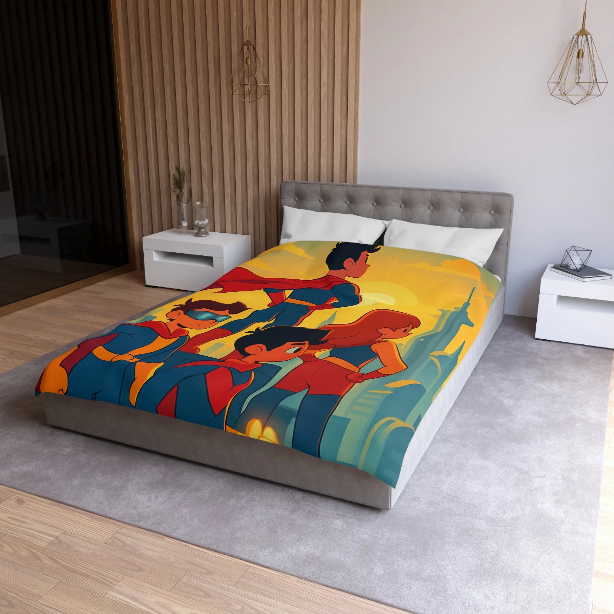Housse de Couette Microfibre Illustration Unique Design Moderne Décoration Intérieure Raffinée