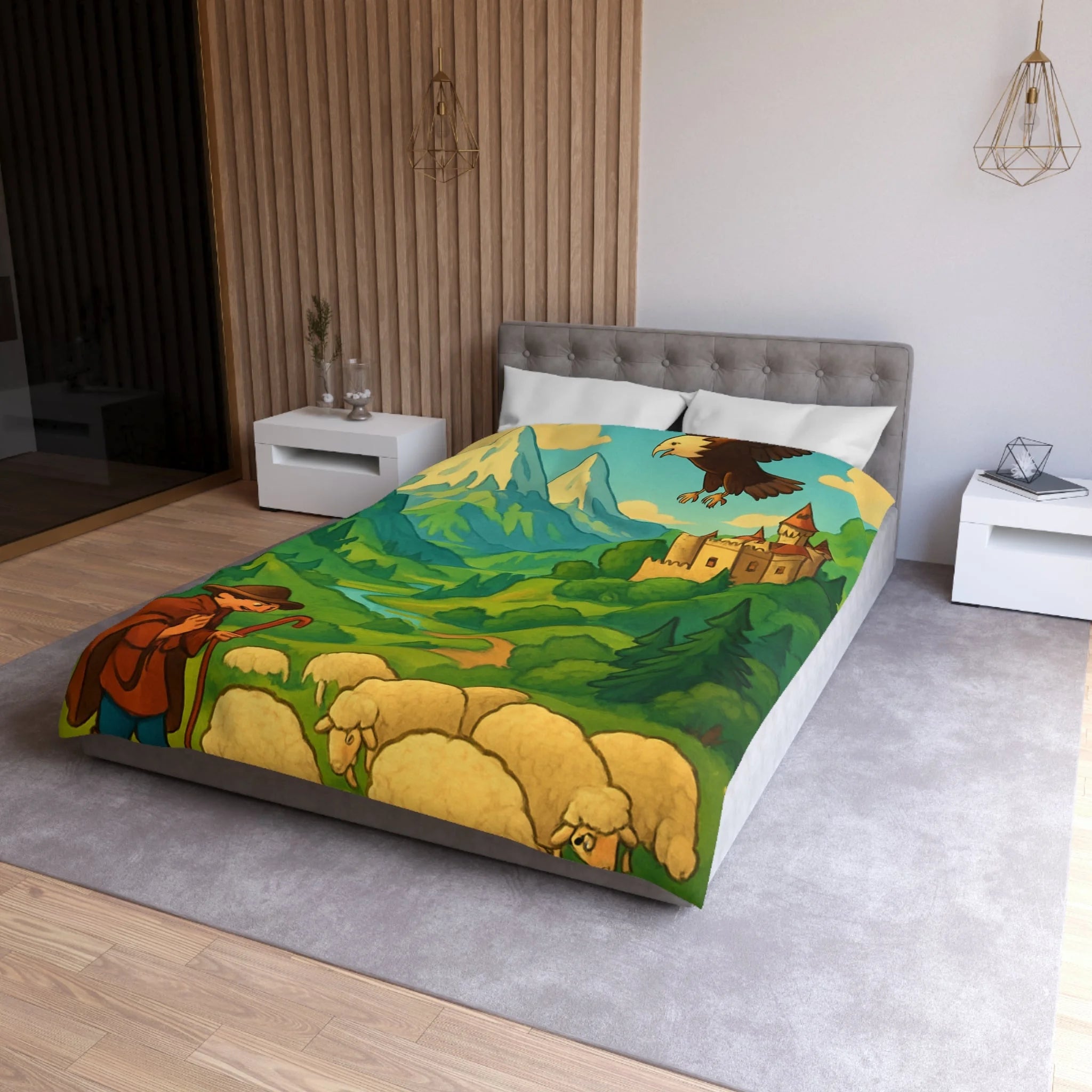 Housse de Couette Microfibre Design Artistique Moderne Décoration Chambre Confort Premium