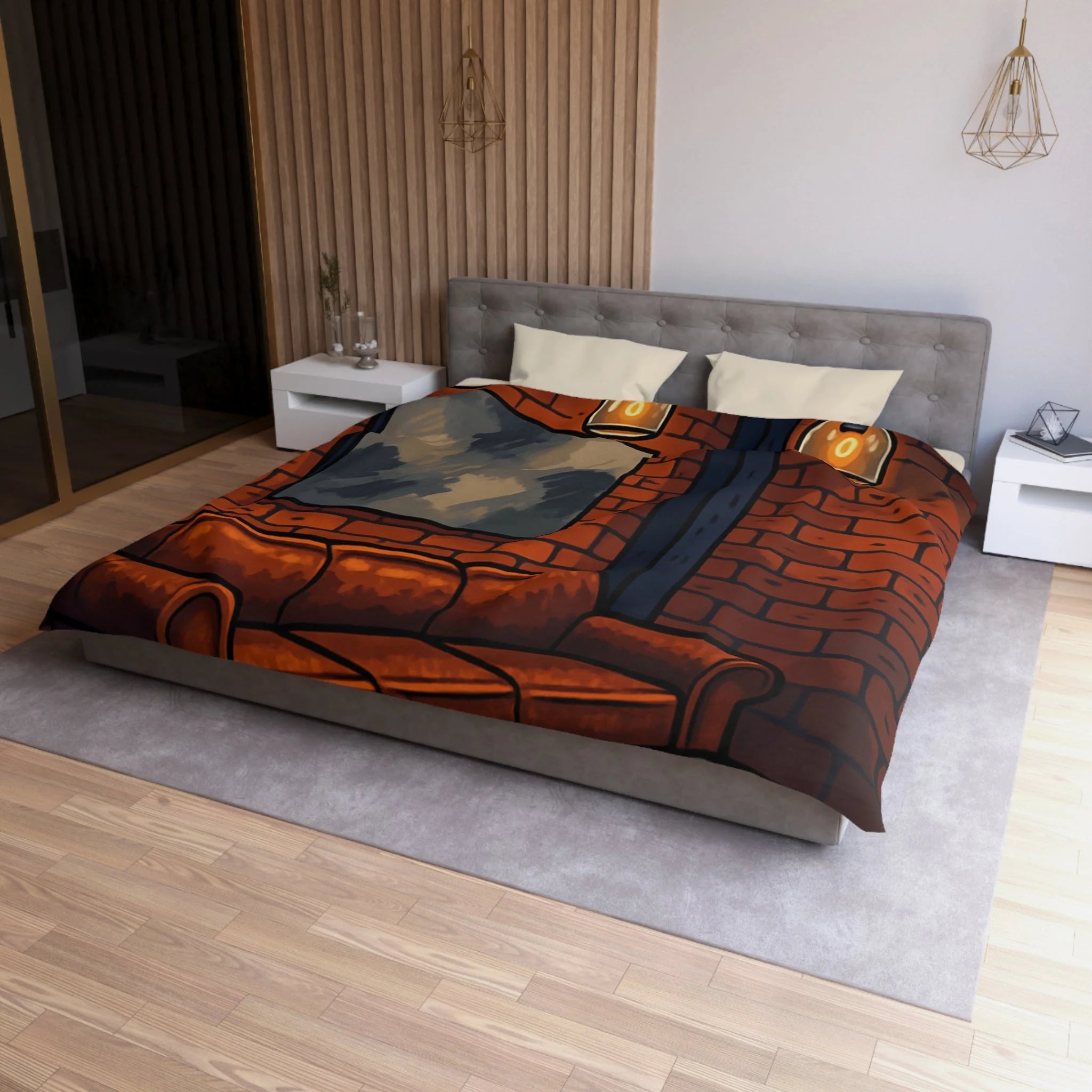 Housse de Couette Microfibre Illustration Unique Design Moderne Décoration Intérieure Raffinée