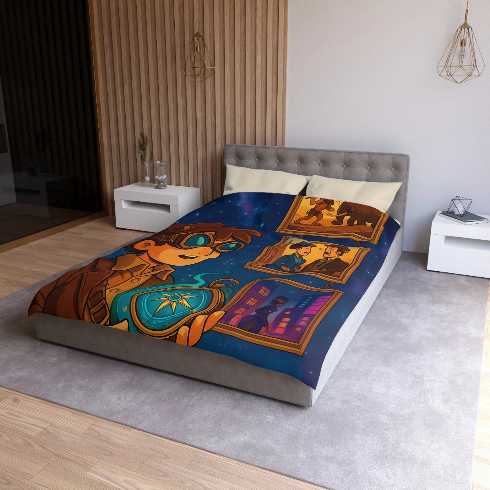 Housse de Couette Microfibre Design Artistique Moderne Décoration Chambre Confort Premium