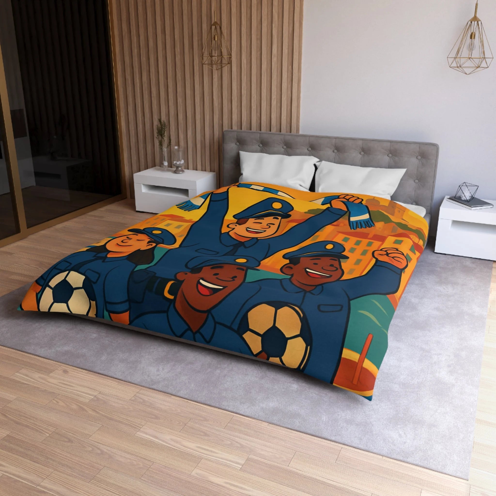 Housse de Couette Microfibre Illustration Unique Design Moderne Décoration Intérieure Raffinée