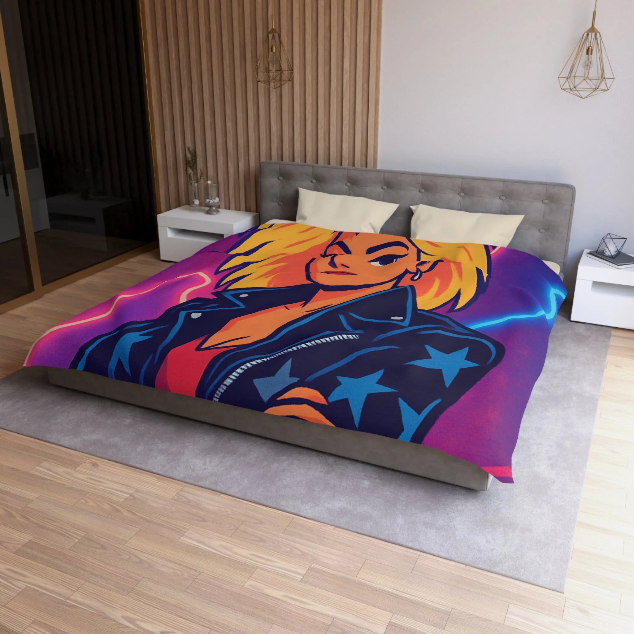 Housse de Couette Microfibre Design Artistique Moderne Décoration Chambre Confort Premium