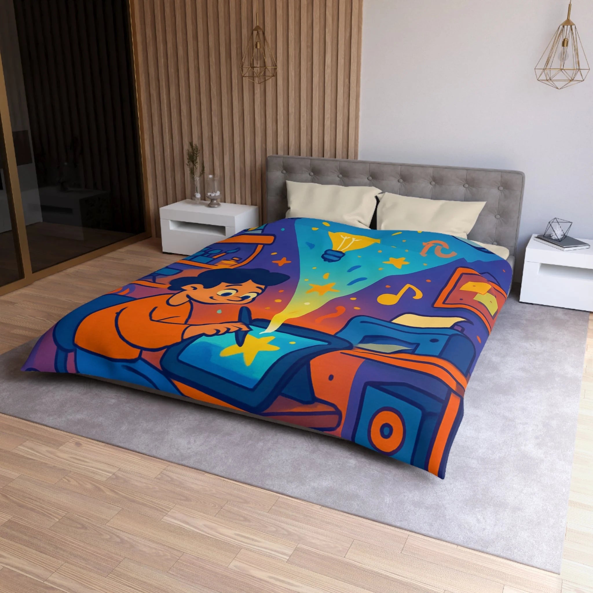 Housse de couette vibrante pour passionnés d'art numérique et créativité éclatante