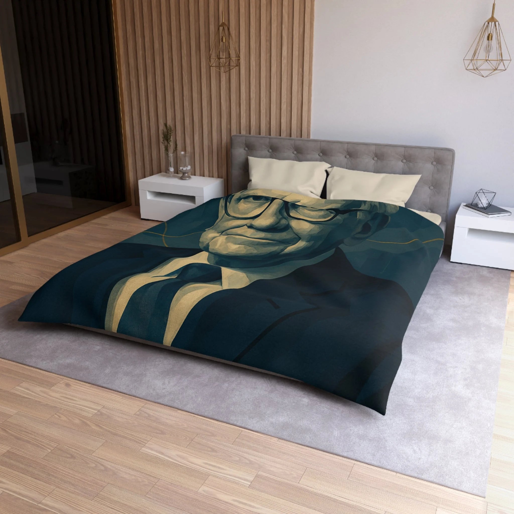 Housse de Couette Microfibre Motif Créatif Original Style Contemporain Chambre Élégante