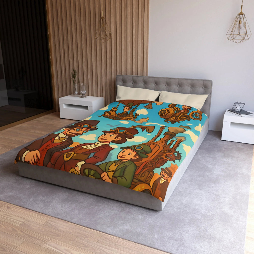 Housse de couette style rétro avec motifs steampunk et engins volants artistiques