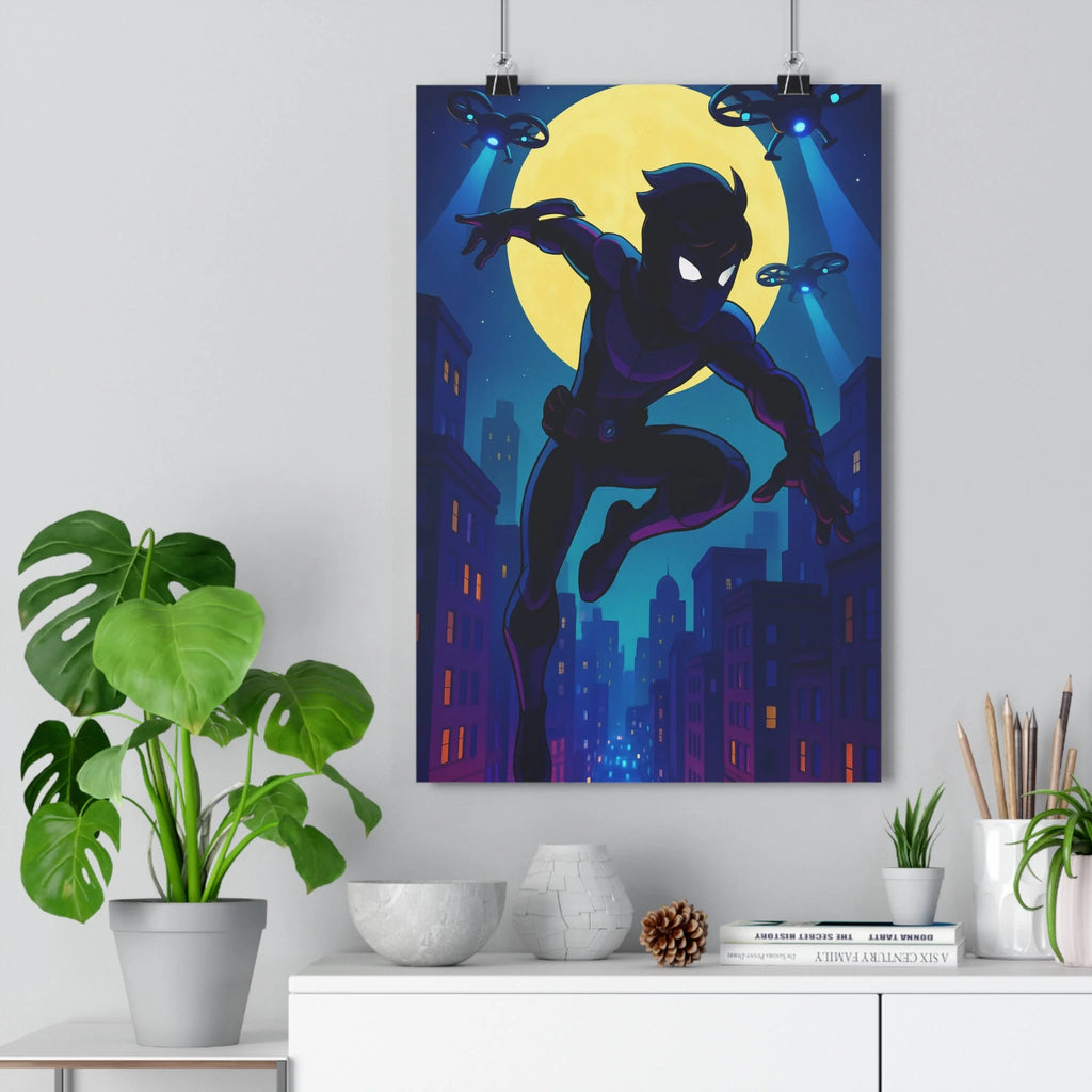 Poster décoratif animé sombre mystique héros aventure bleu noir chambre enfant bureau 30x46 cm