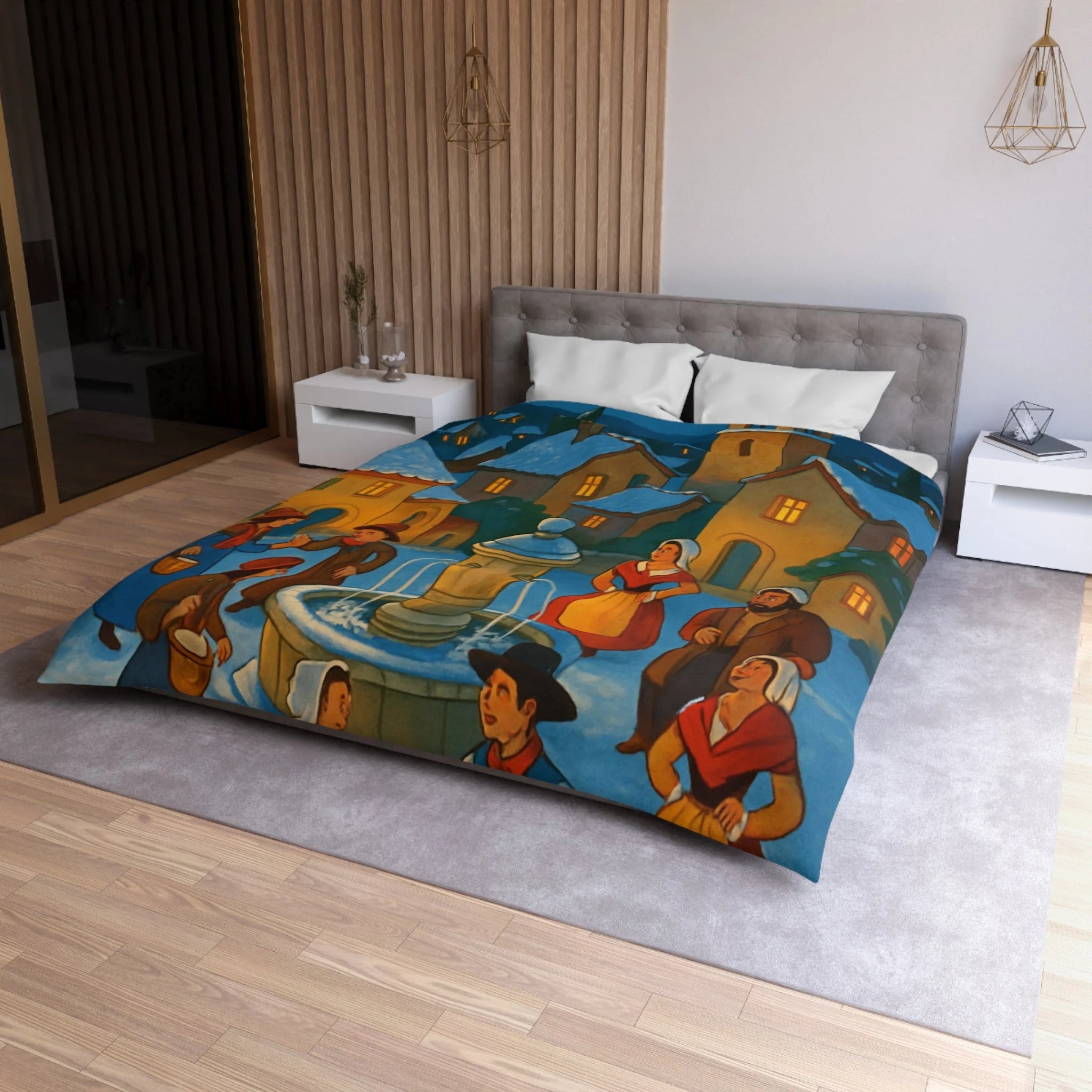 Housse de Couette Microfibre Design Artistique Moderne Décoration Chambre Confort Premium