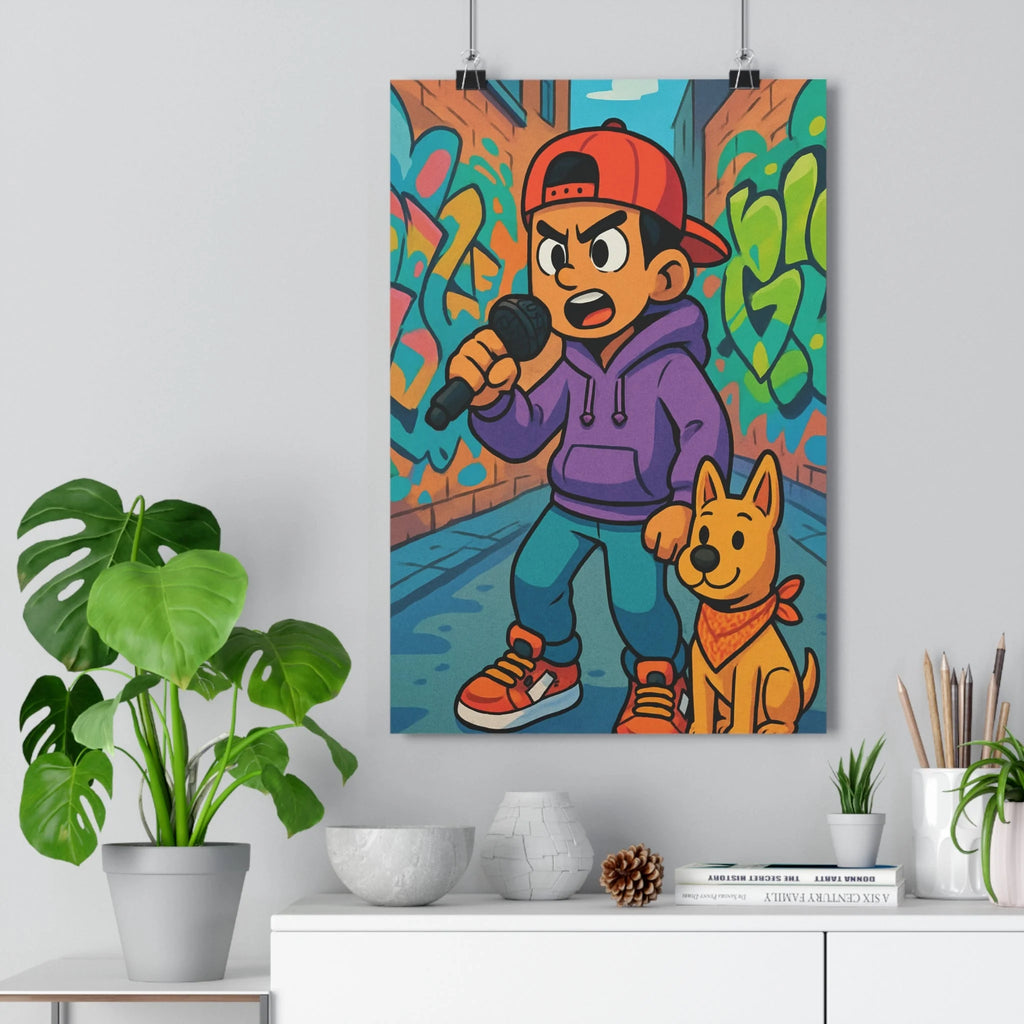 Poster décoratif cartoon urbain rouge violet graffiti joyeux enfant chambre art moderne mur couleur