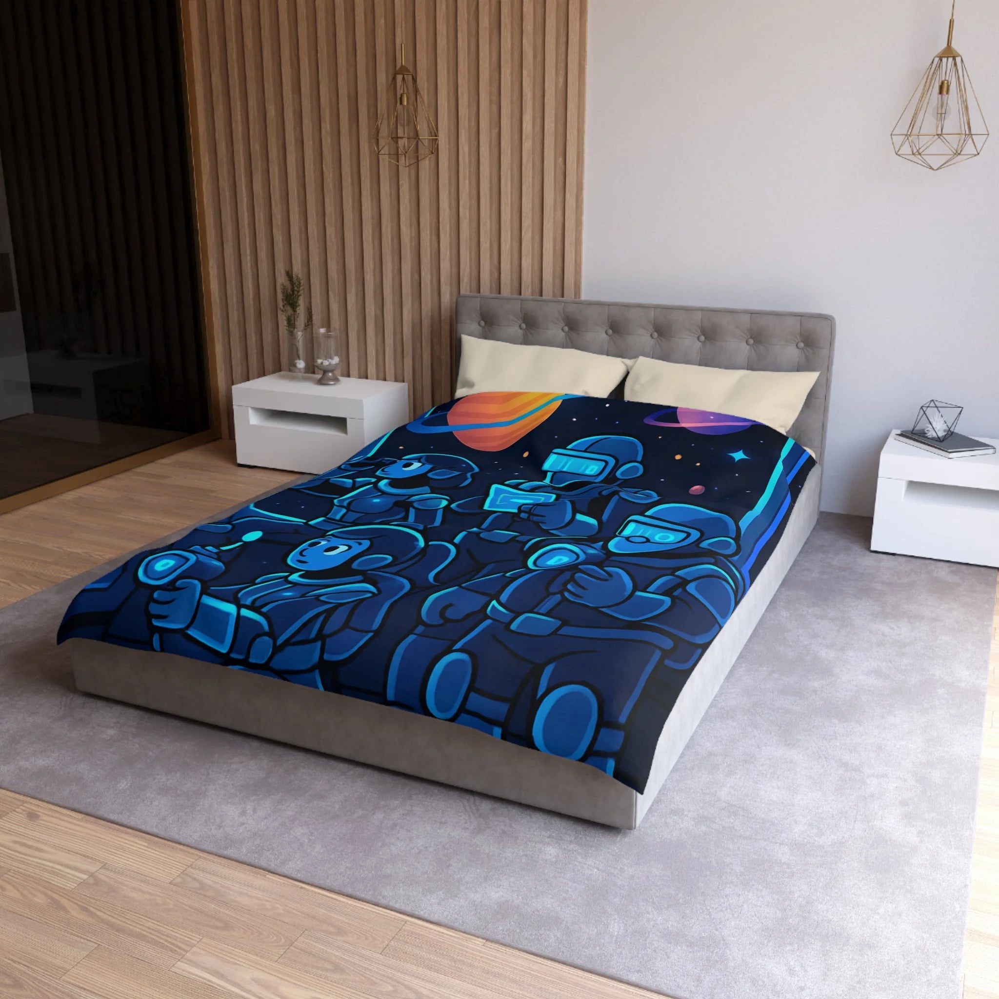Housse de Couette Microfibre Motif Créatif Original Style Contemporain Chambre Élégante