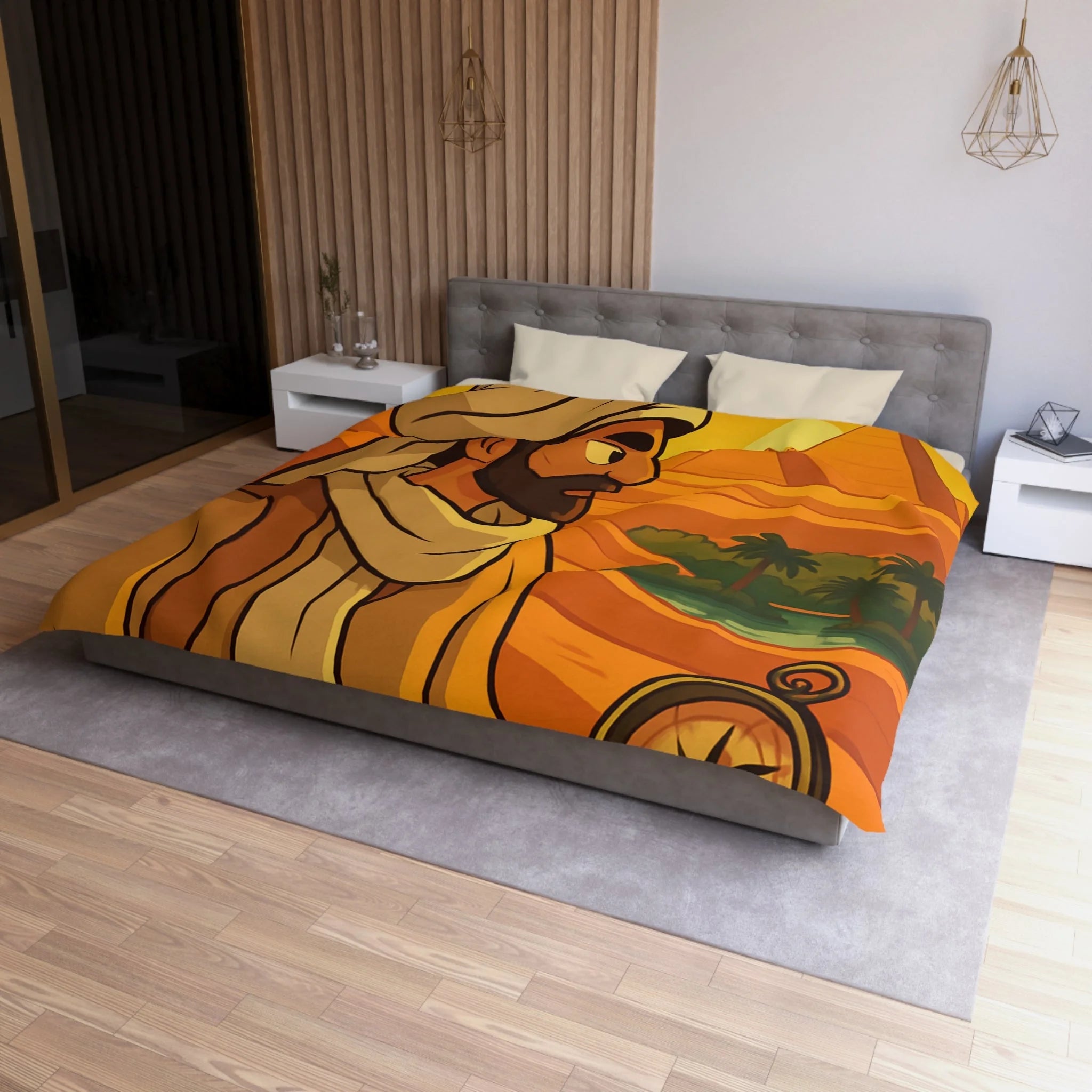 Housse de Couette Microfibre Illustration Unique Design Moderne Décoration Intérieure Raffinée