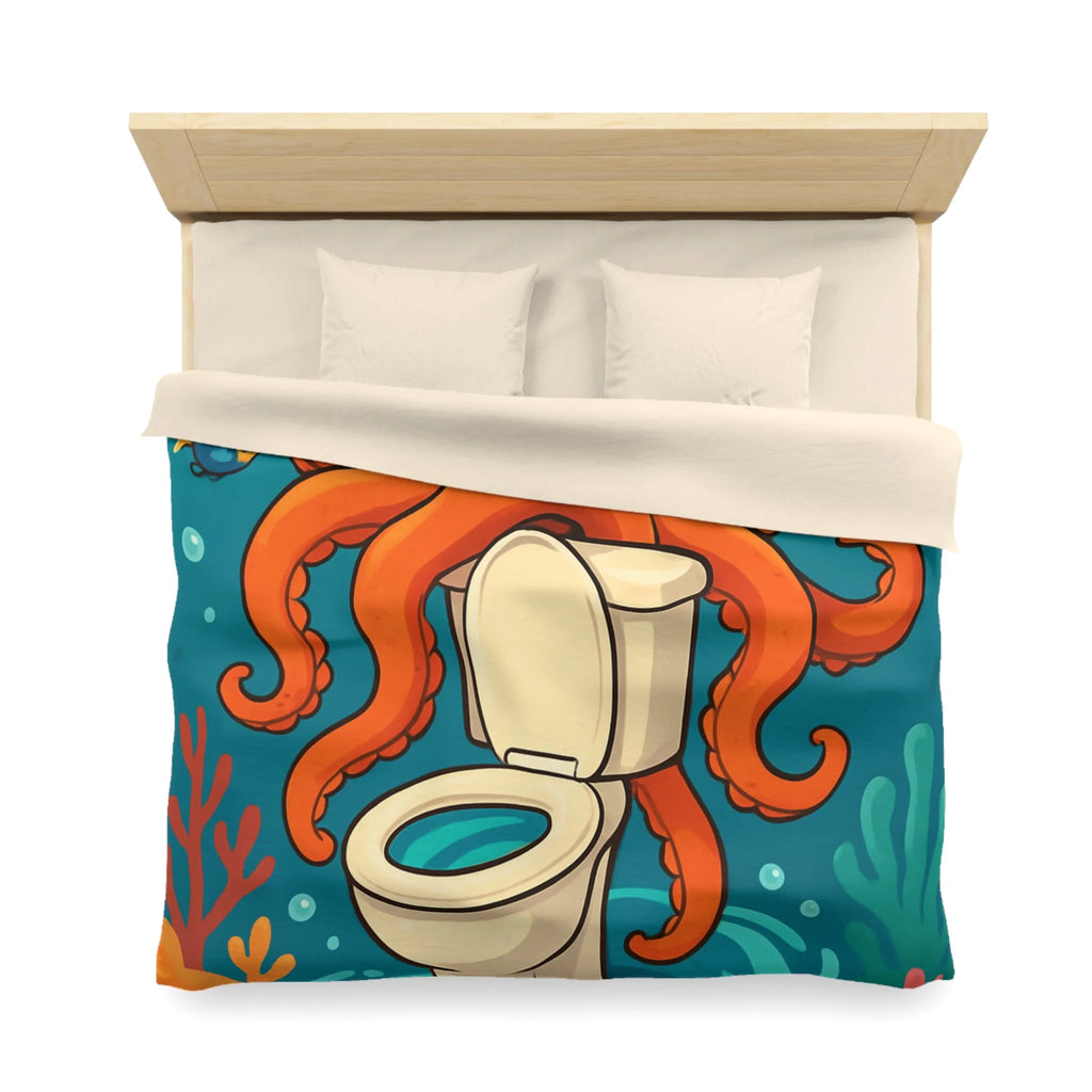 Housse de Couette Thème Marin avec Poulpe Joyeux et WC Tourbillonnant