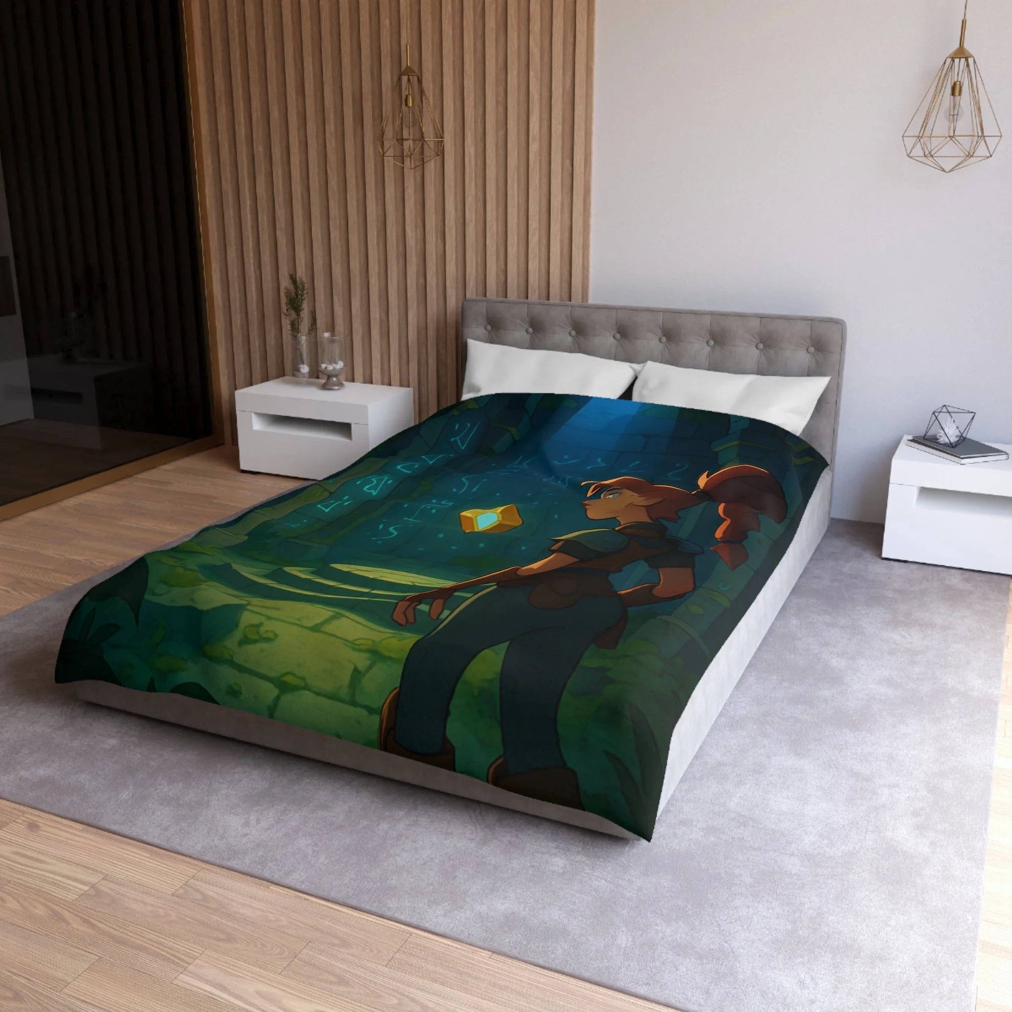 Housse de Couette Microfibre Design Artistique Moderne Décoration Chambre Confort Premium