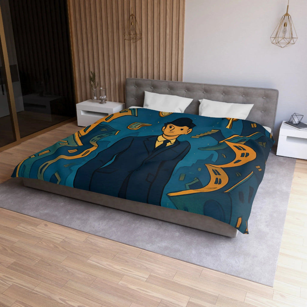 Housse de Couette Microfibre Motif Créatif Original Style Contemporain Chambre Élégante