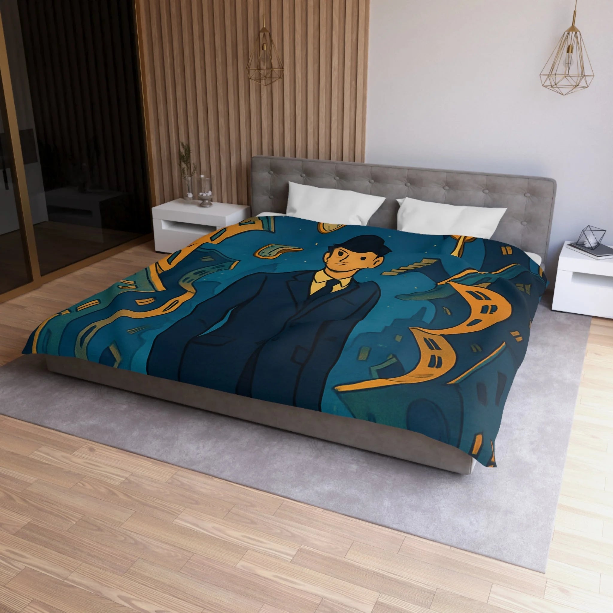 Housse de Couette Microfibre Motif Créatif Original Style Contemporain Chambre Élégante