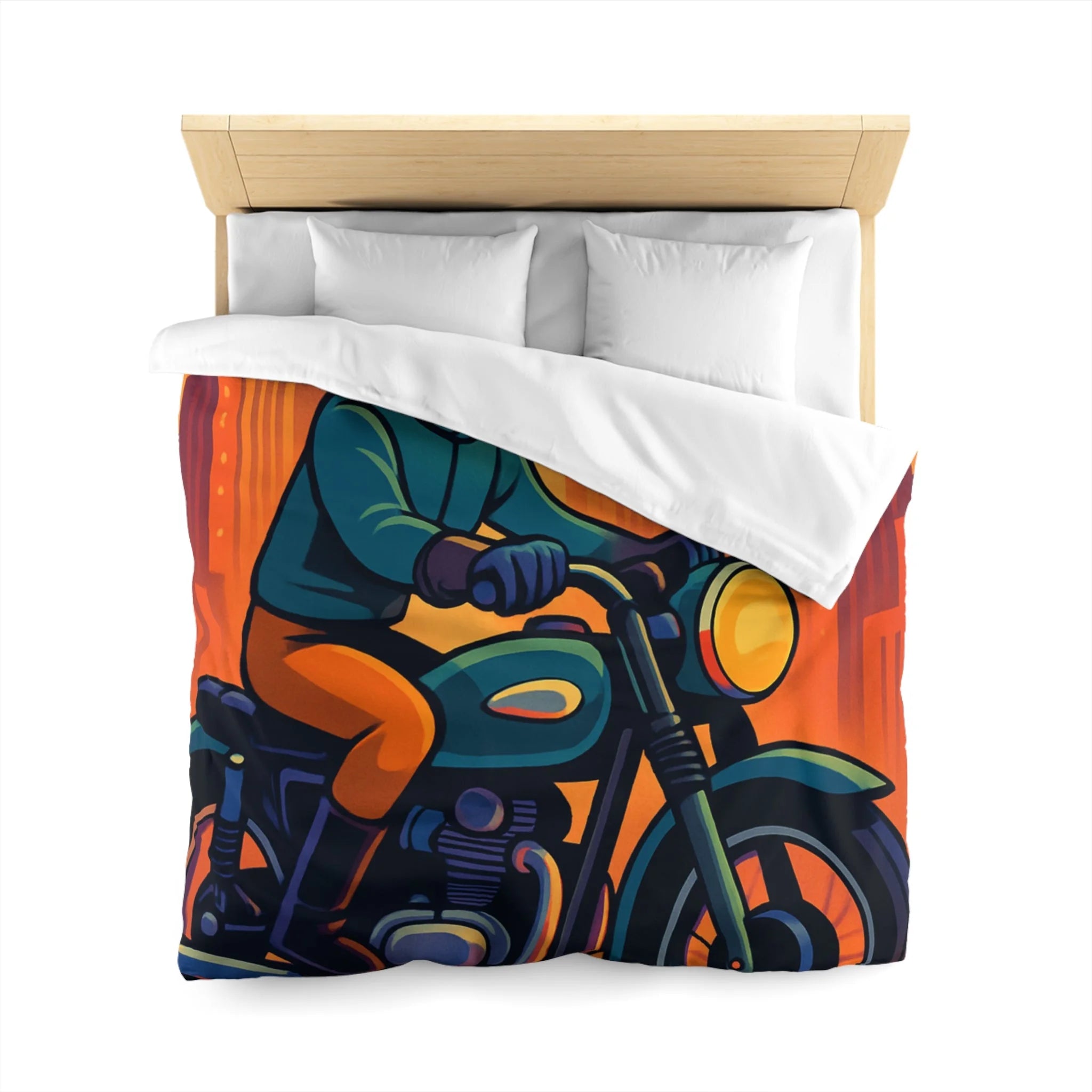 Housse de couette moto rétro vintage pour chambre style urbain moderne et audacieux