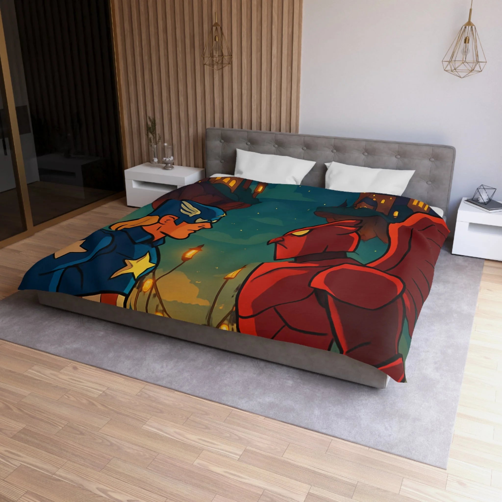 Housse de Couette Microfibre Design Artistique Moderne Décoration Chambre Confort Premium