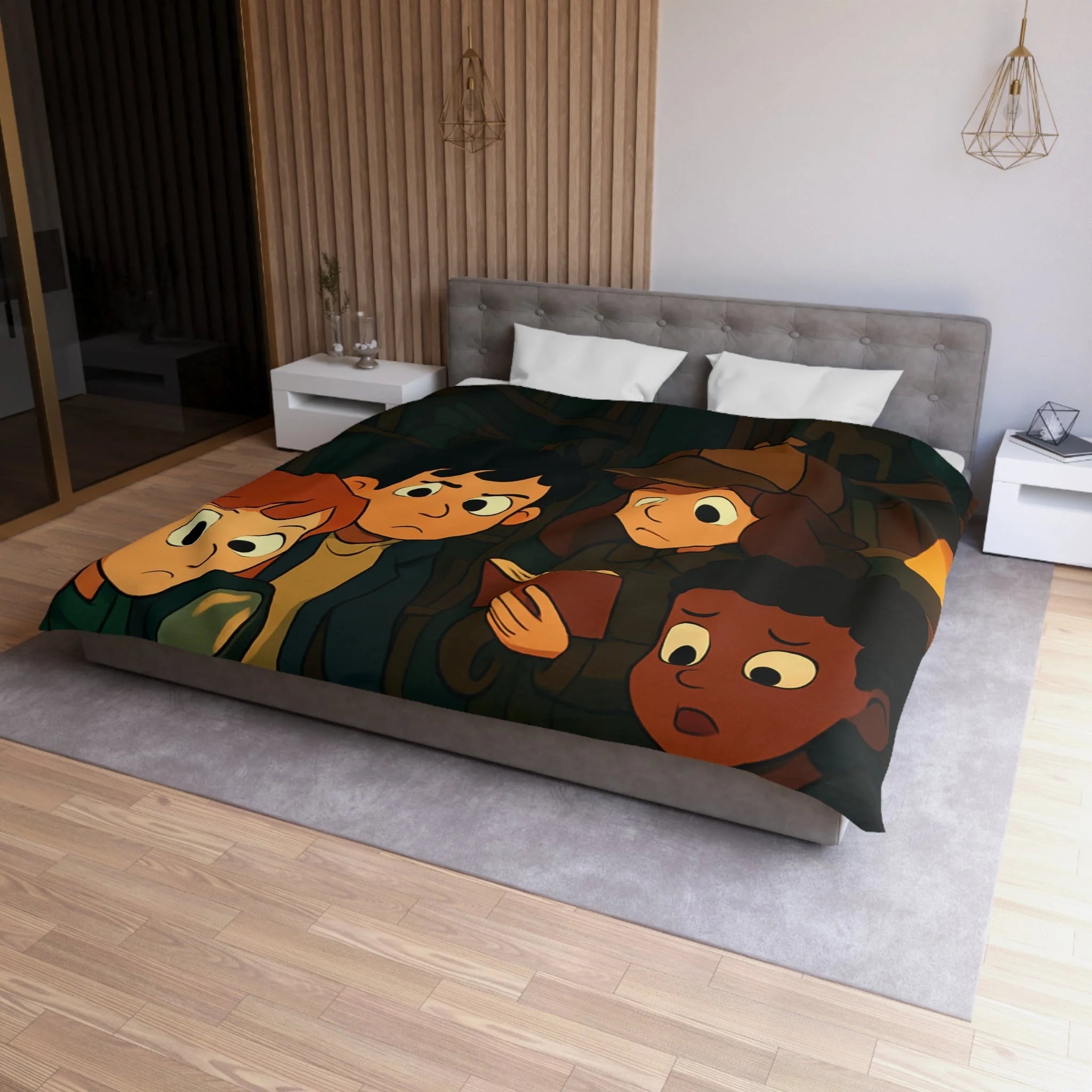 Housse de Couette Microfibre Motif Créatif Original Style Contemporain Chambre Élégante