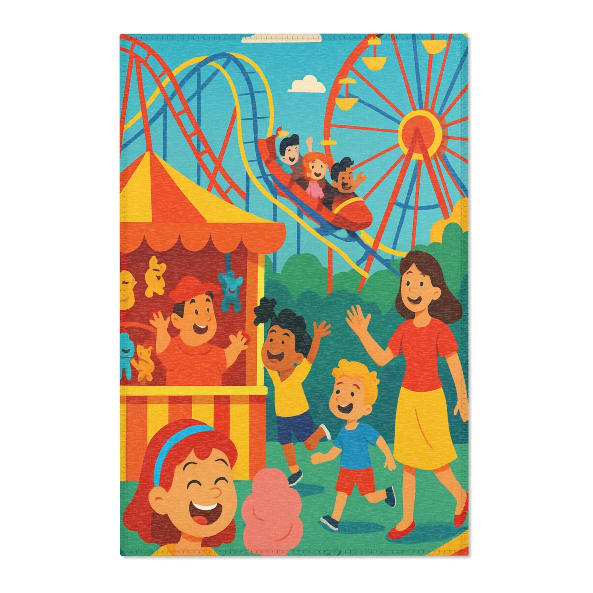 Tapis Coloré Avec Motif Parc D'attractions Enfants Idéal Pour Chambre Ludique Moderne