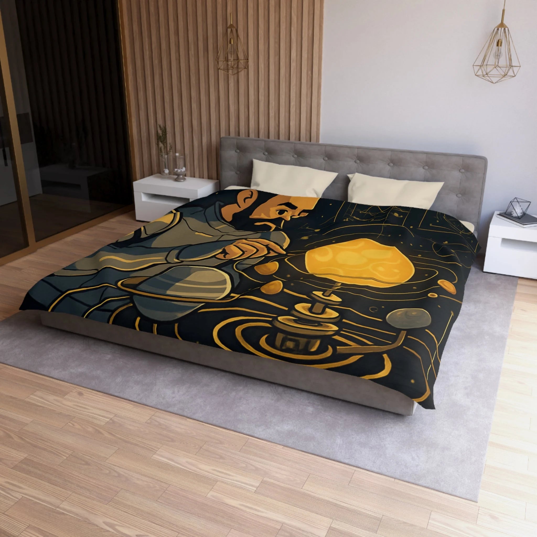 Housse de Couette Microfibre Illustration Unique Design Moderne Décoration Intérieure Raffinée