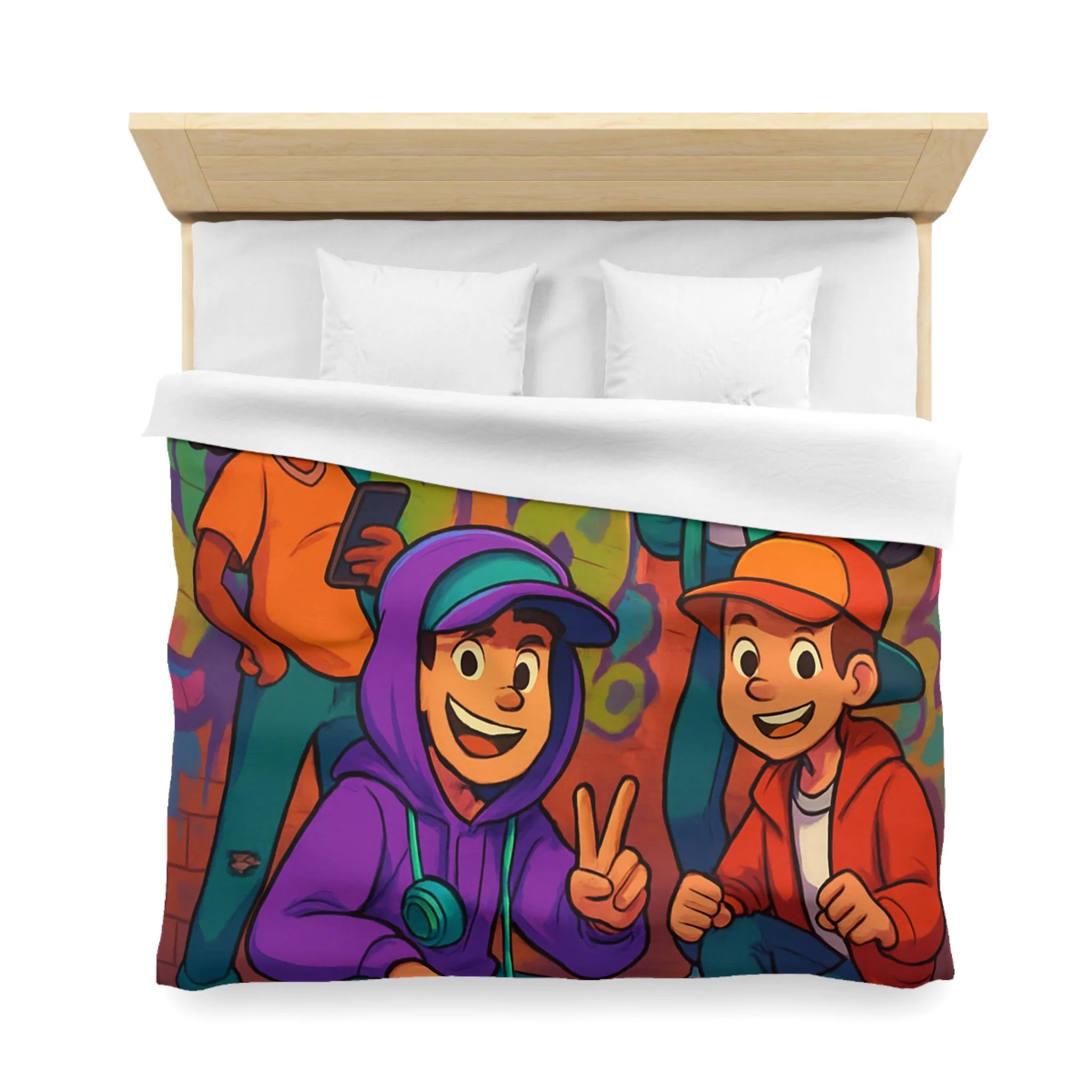 Housse de Couette Microfibre Illustration Unique Design Moderne Décoration Intérieure Raffinée