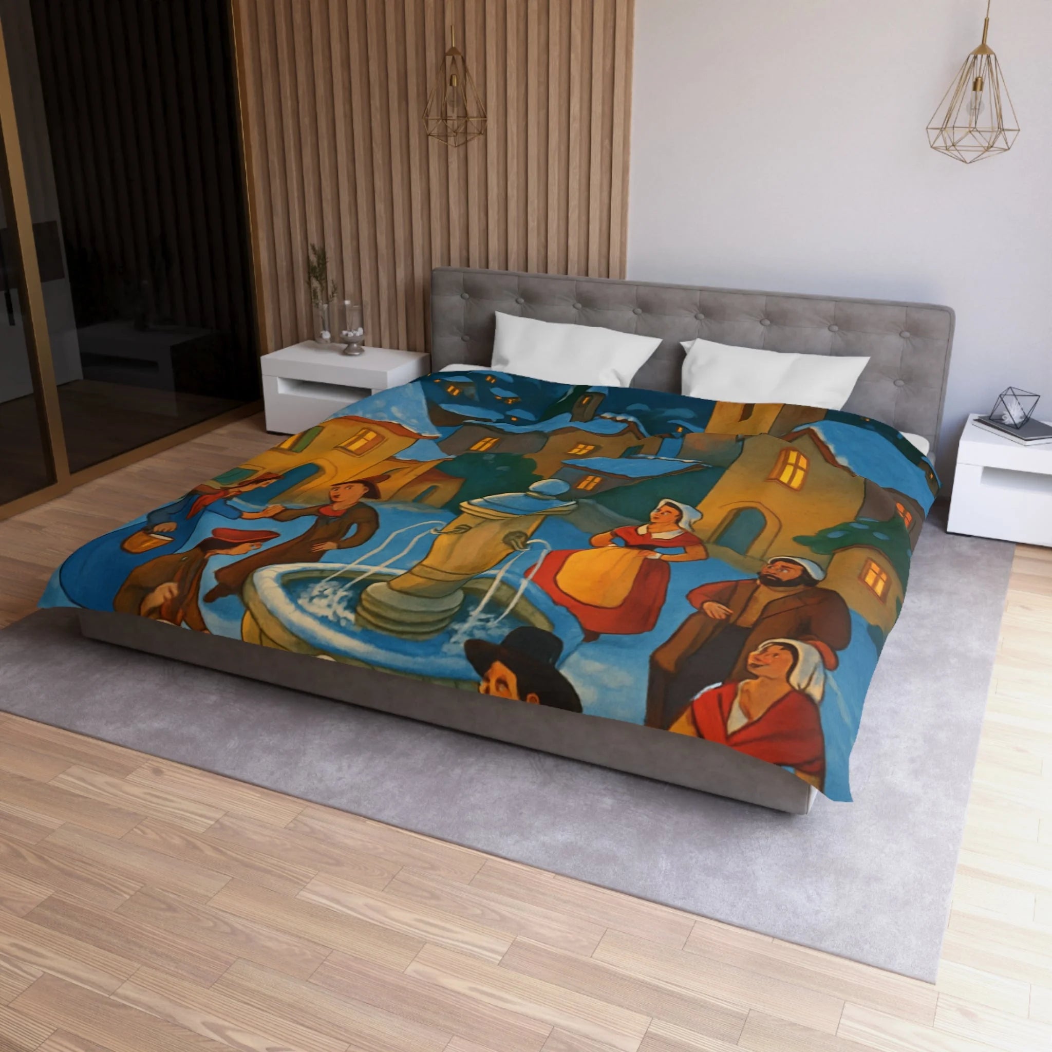 Housse de Couette Microfibre Design Artistique Moderne Décoration Chambre Confort Premium