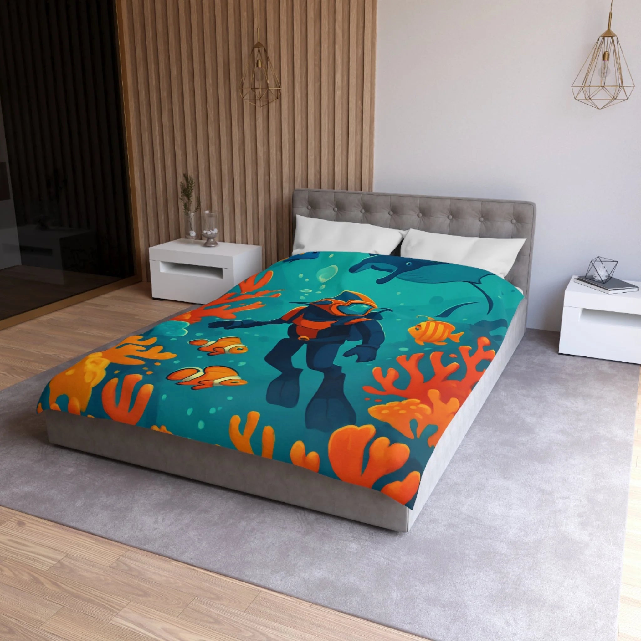 Housse de Couette Microfibre Illustration Unique Design Moderne Décoration Intérieure Raffinée