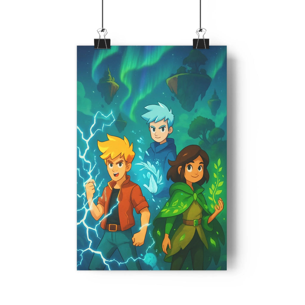 Poster décoratif vibrant dessin animé magique chambre salon enfant électrique nature nocturne élémentaire ambiance