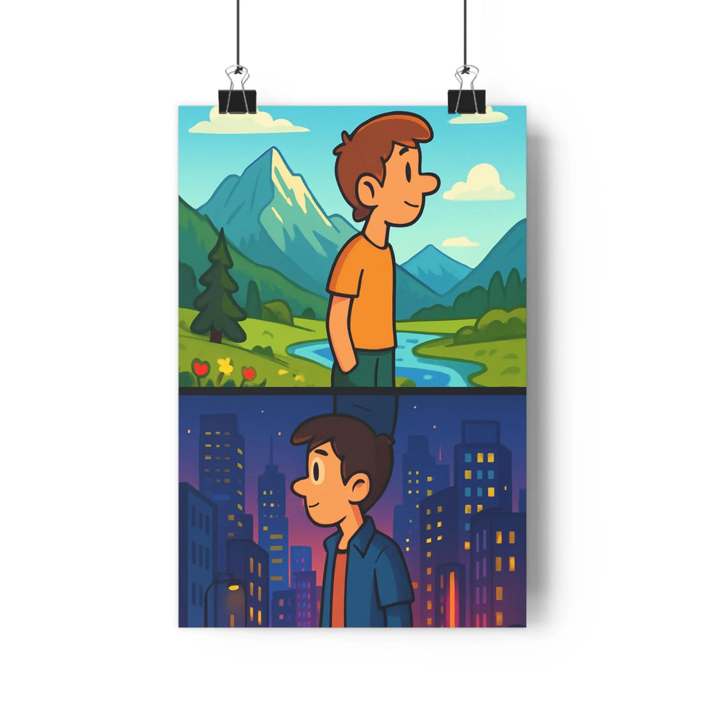 Poster décoratif cartoon dynamique nature urbain contrasté vibrant enfant chambre salon contemporain design qualité