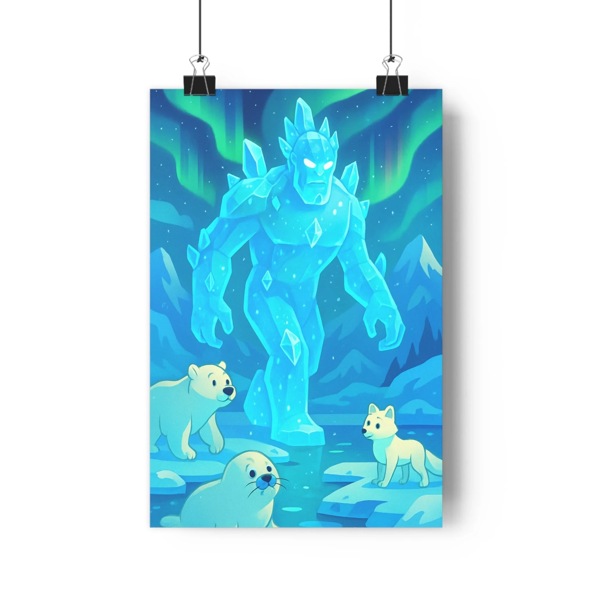 Poster décoratif mystique glace bleu vert salon bureau ambiance arctique moderne format 30x46 cm