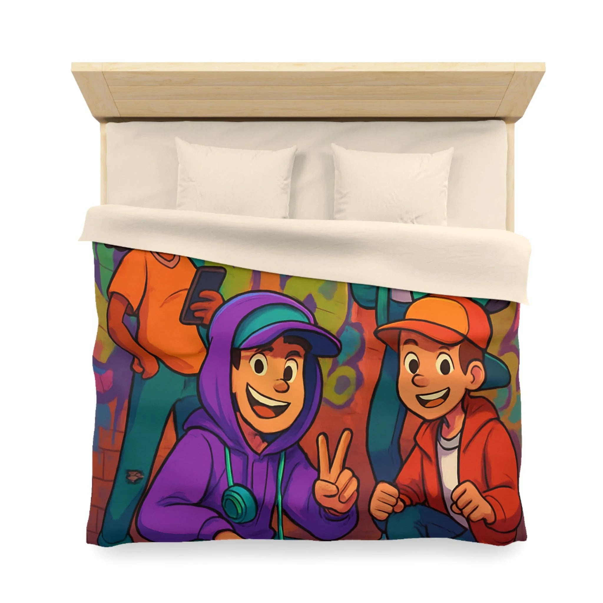 Housse de Couette Microfibre Illustration Unique Design Moderne Décoration Intérieure Raffinée