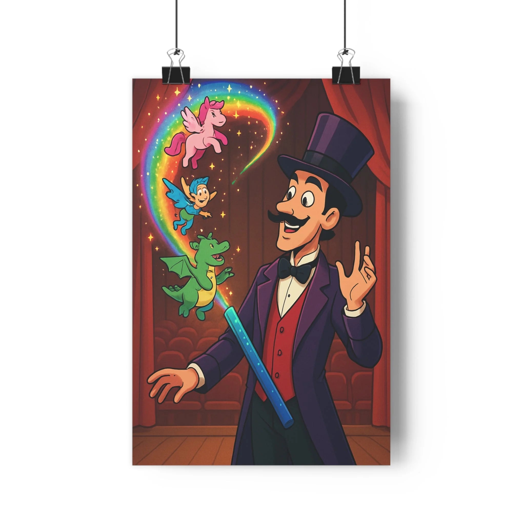 Poster décoratif enchanteur magique violet anime joyeux créatures fantastiques chambre enfant arcenciel coloré qualité