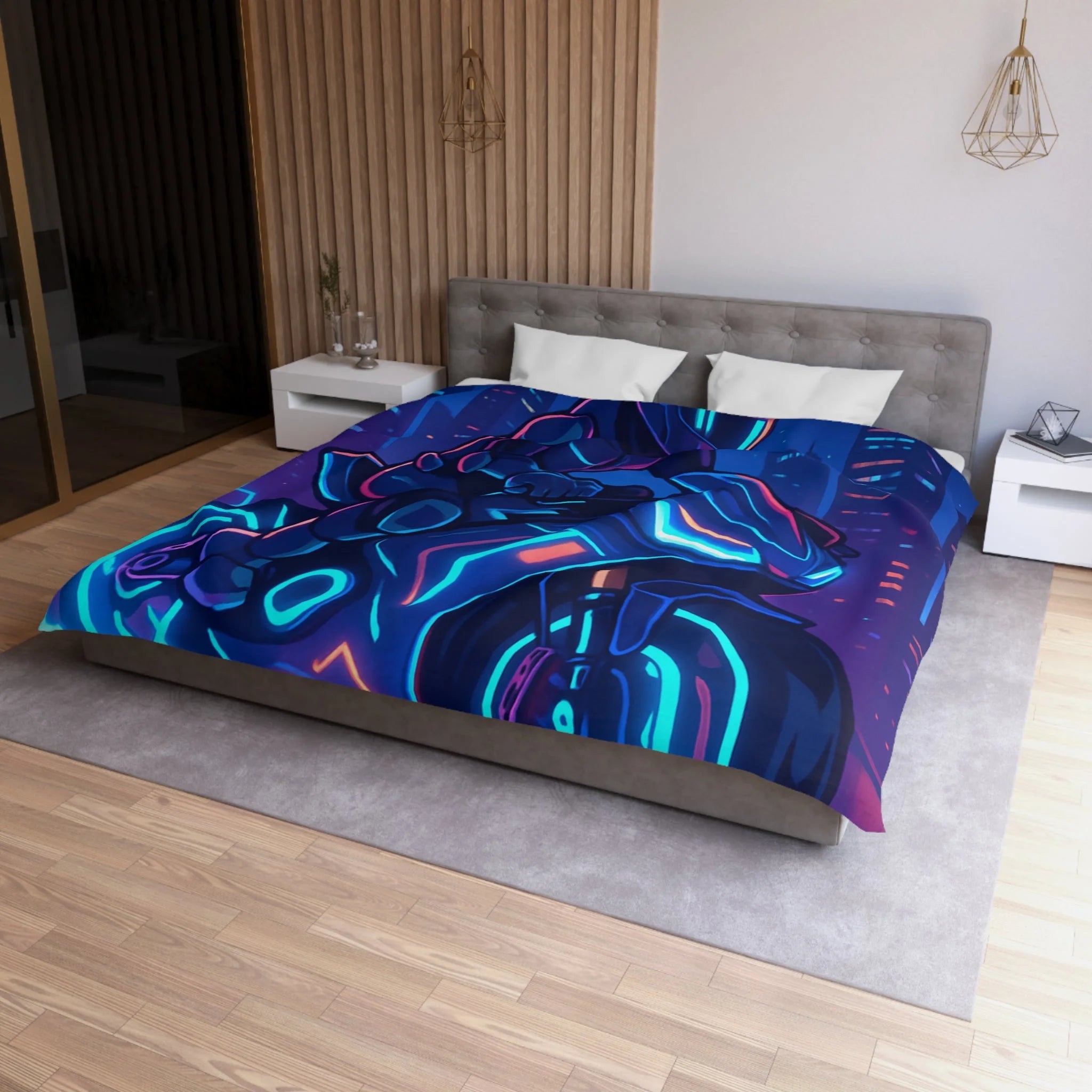 Housse de Couette Microfibre Design Artistique Moderne Décoration Chambre Confort Premium