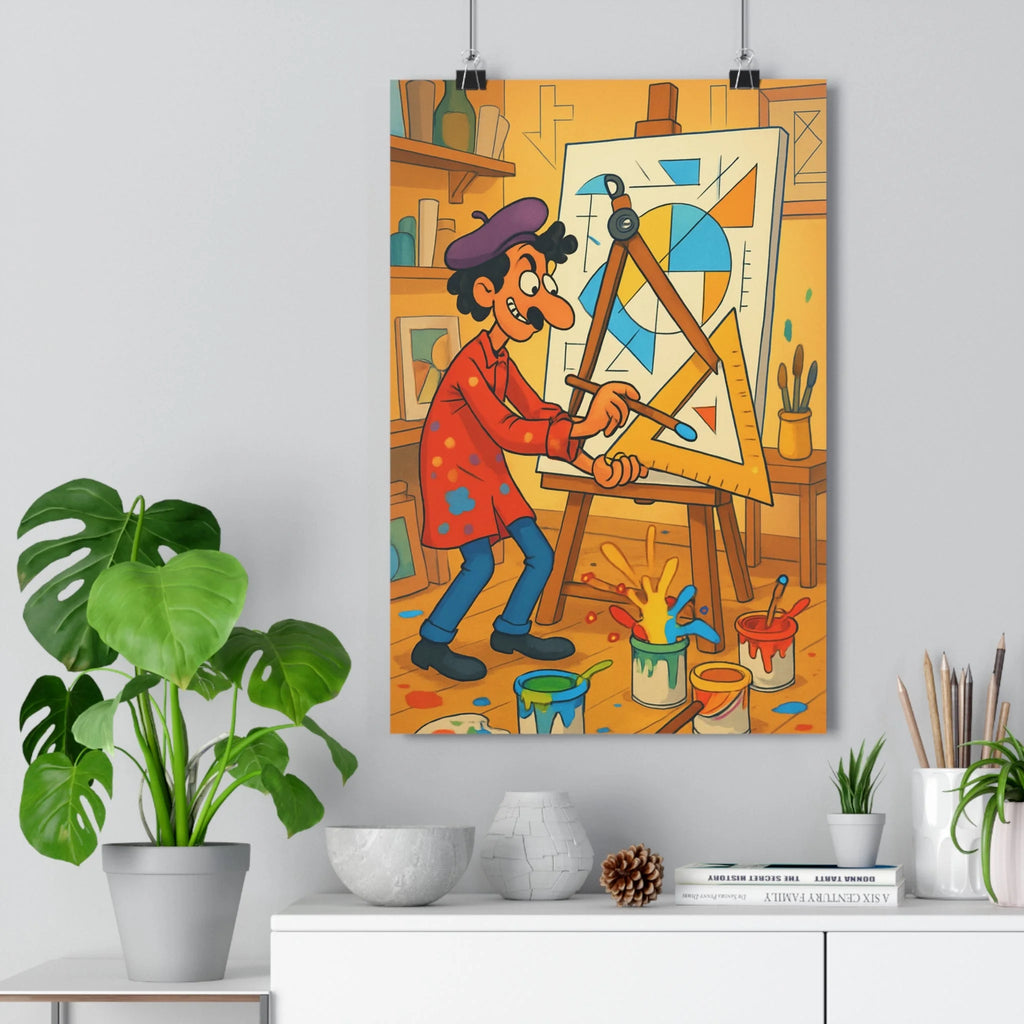Poster décoratif géométrique coloré dynamique joyeux atelier murale artistique format 30x46 ambiance vibrante peinture