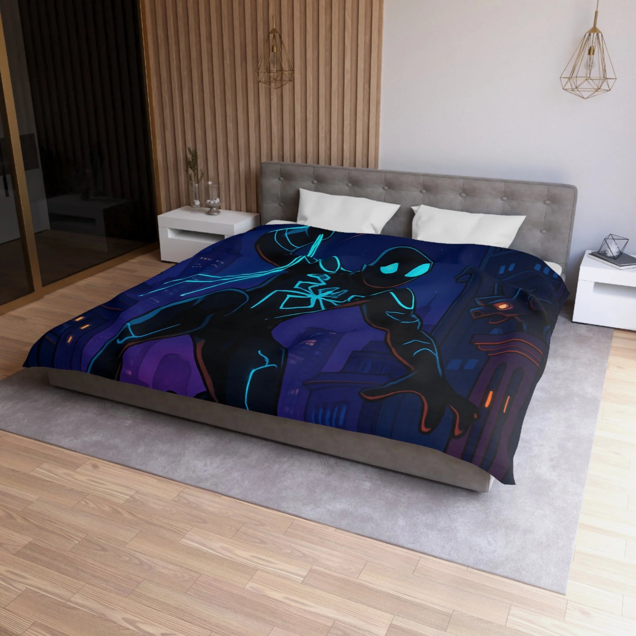 Housse de Couette Microfibre Illustration Unique Design Moderne Décoration Intérieure Raffinée