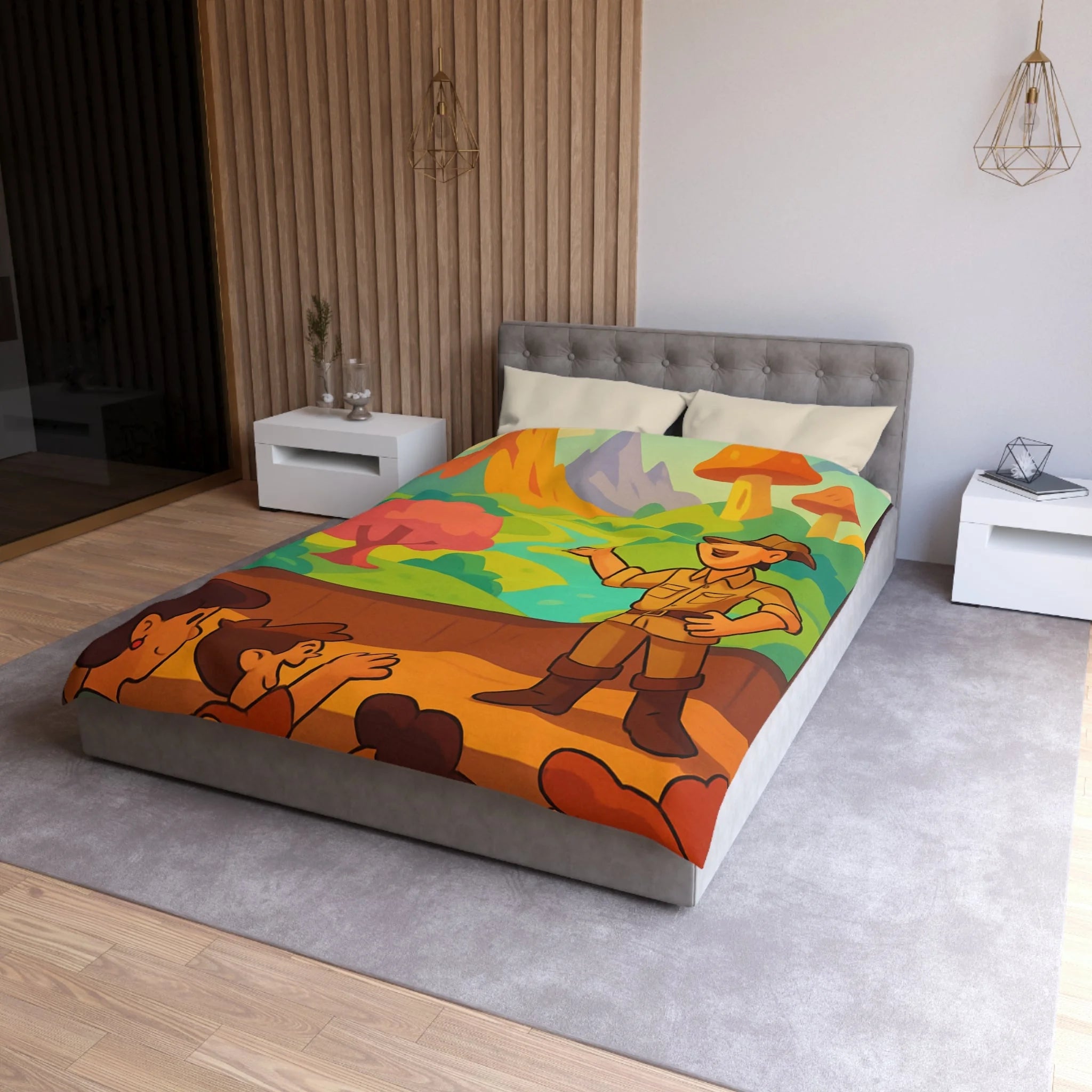 Housse de Couette Microfibre Illustration Unique Design Moderne Décoration Intérieure Raffinée