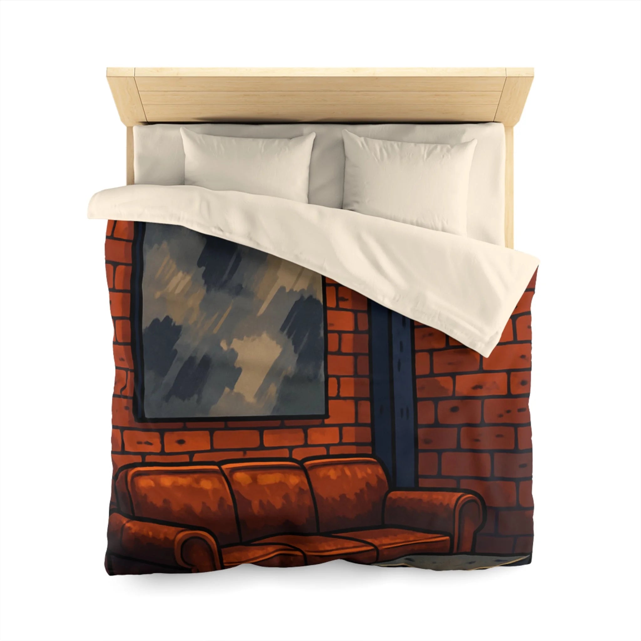 Housse de Couette Microfibre Illustration Unique Design Moderne Décoration Intérieure Raffinée