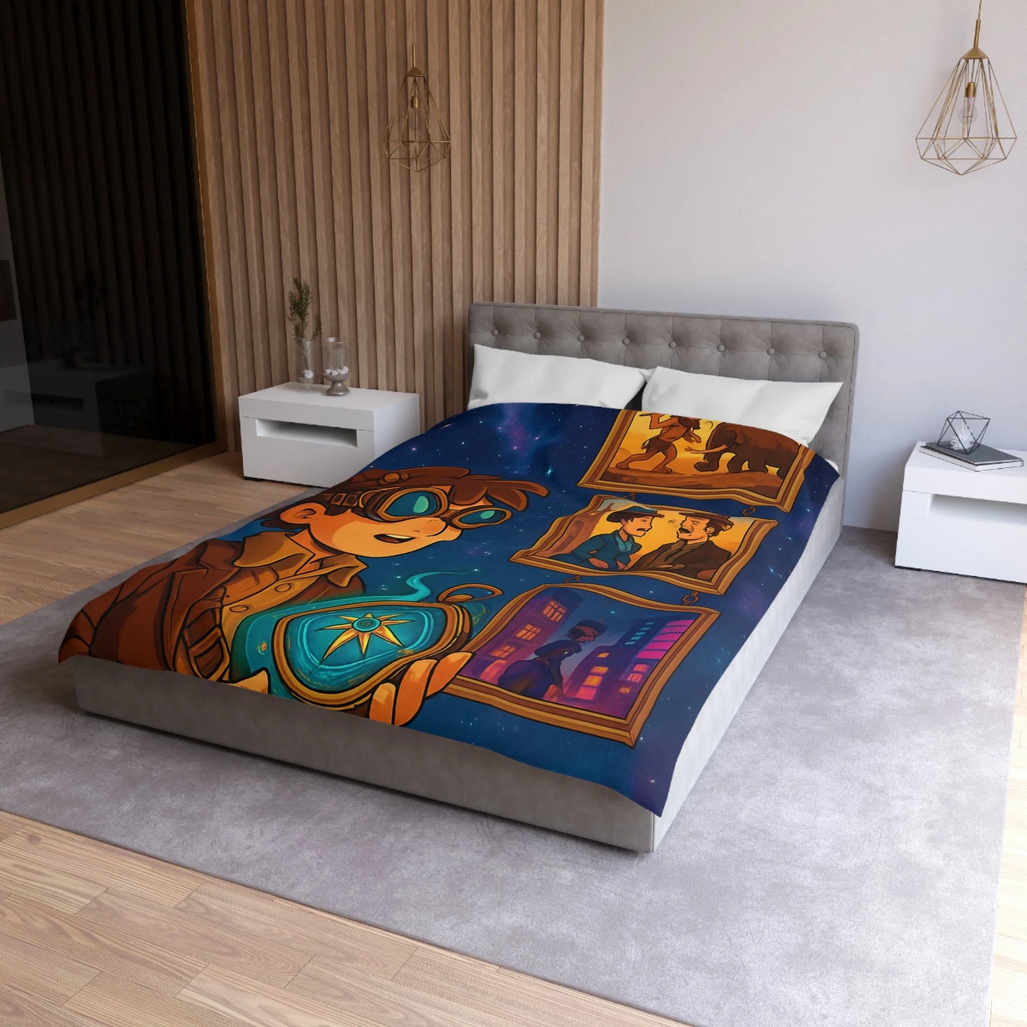 Housse de Couette Microfibre Design Artistique Moderne Décoration Chambre Confort Premium