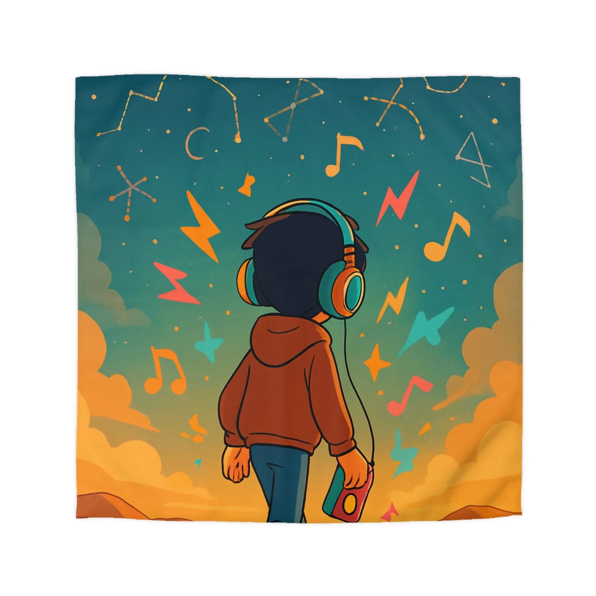 Housse de couette rêve étoilé pour jeunes musiciens et amateurs de constellations