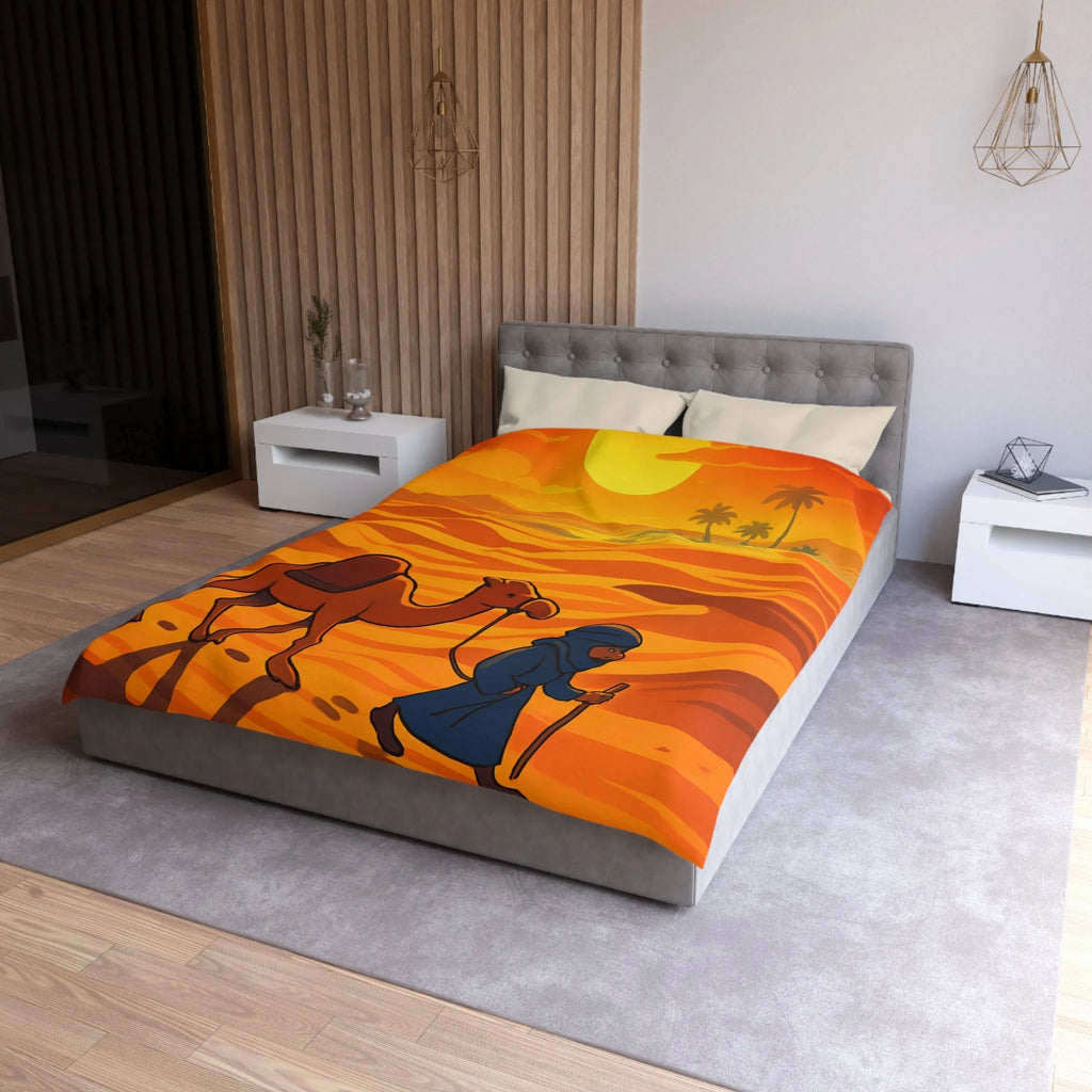 Sublime illustration de désert avec dromadaire et oasis pour housse de couette exotique