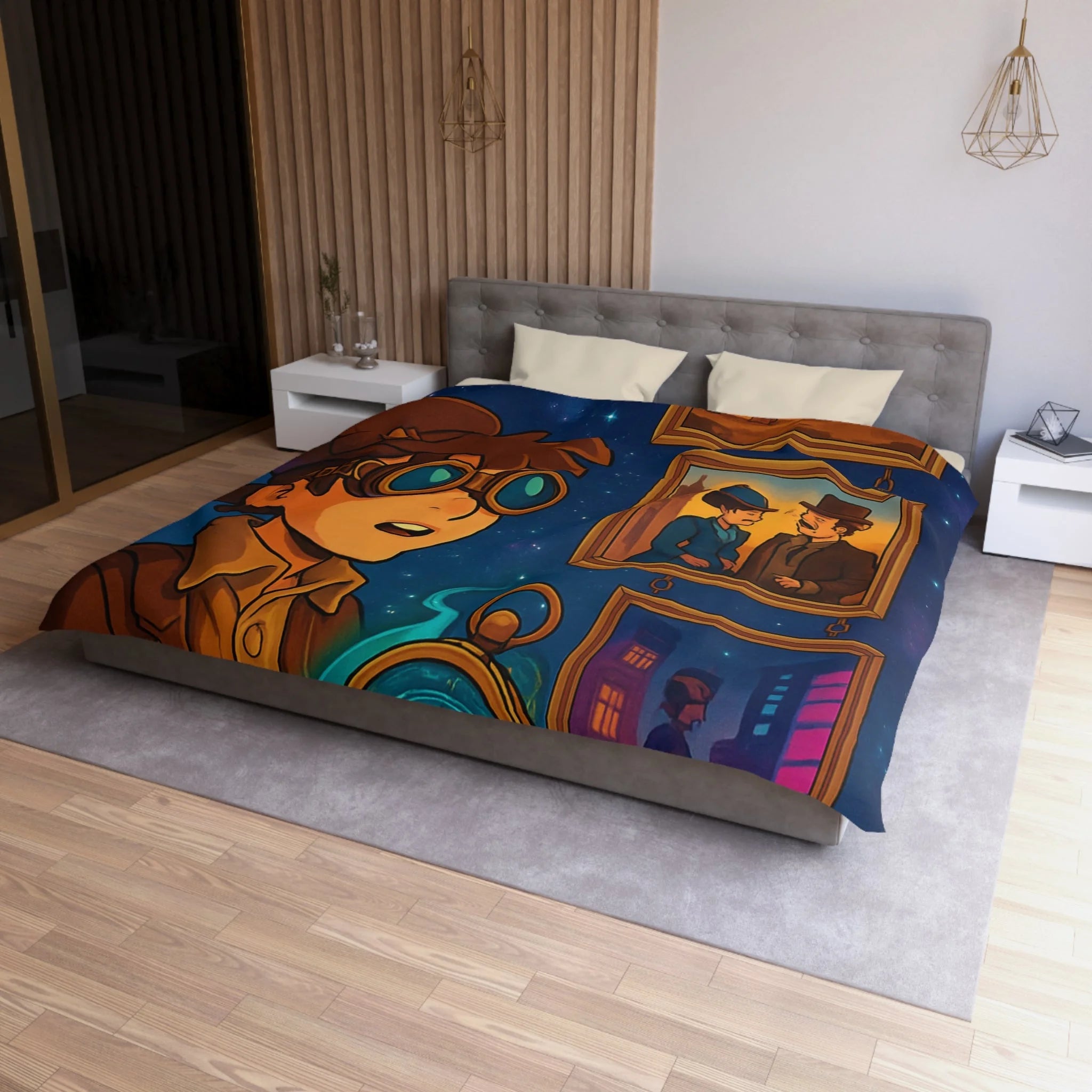 Housse de Couette Microfibre Design Artistique Moderne Décoration Chambre Confort Premium