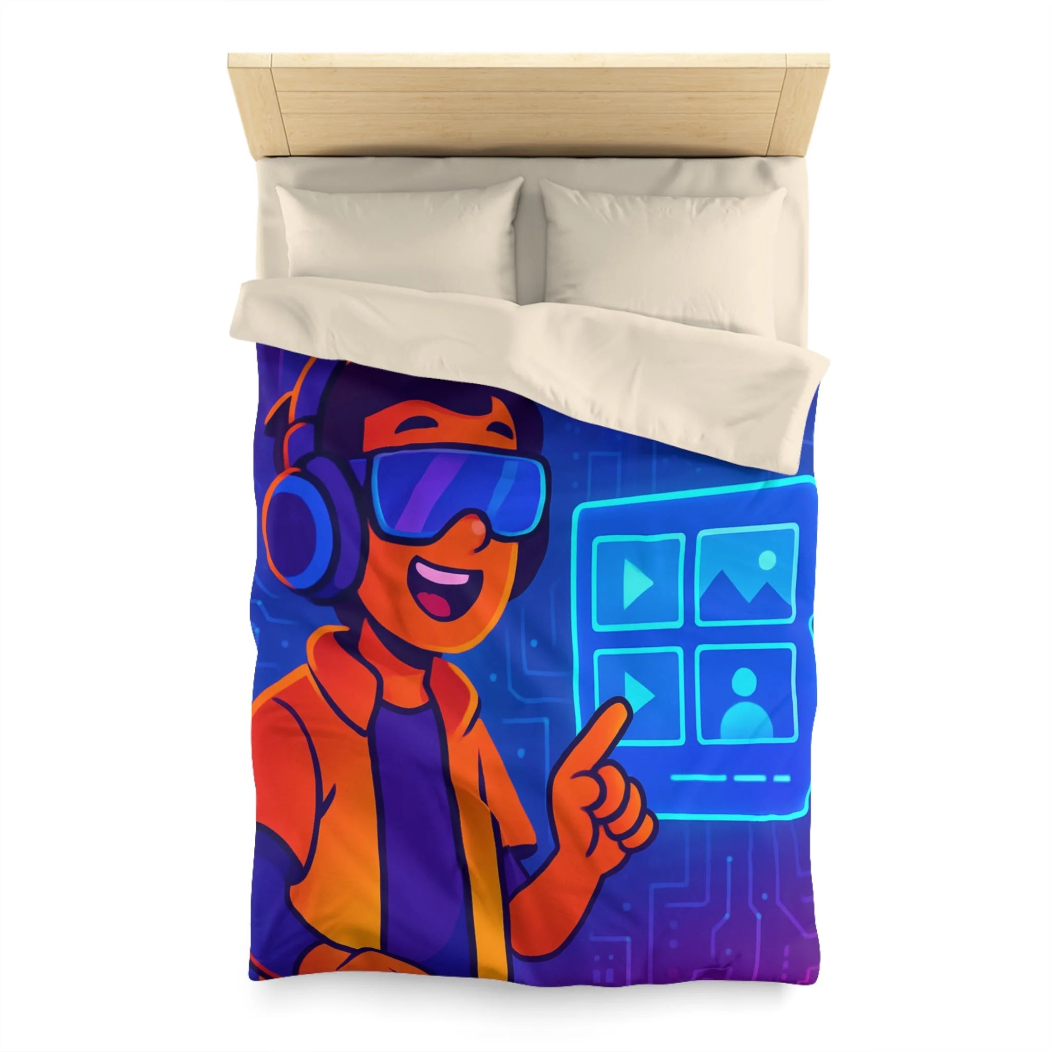 Housse de Couette Microfibre Illustration Unique Design Moderne Décoration Intérieure Raffinée