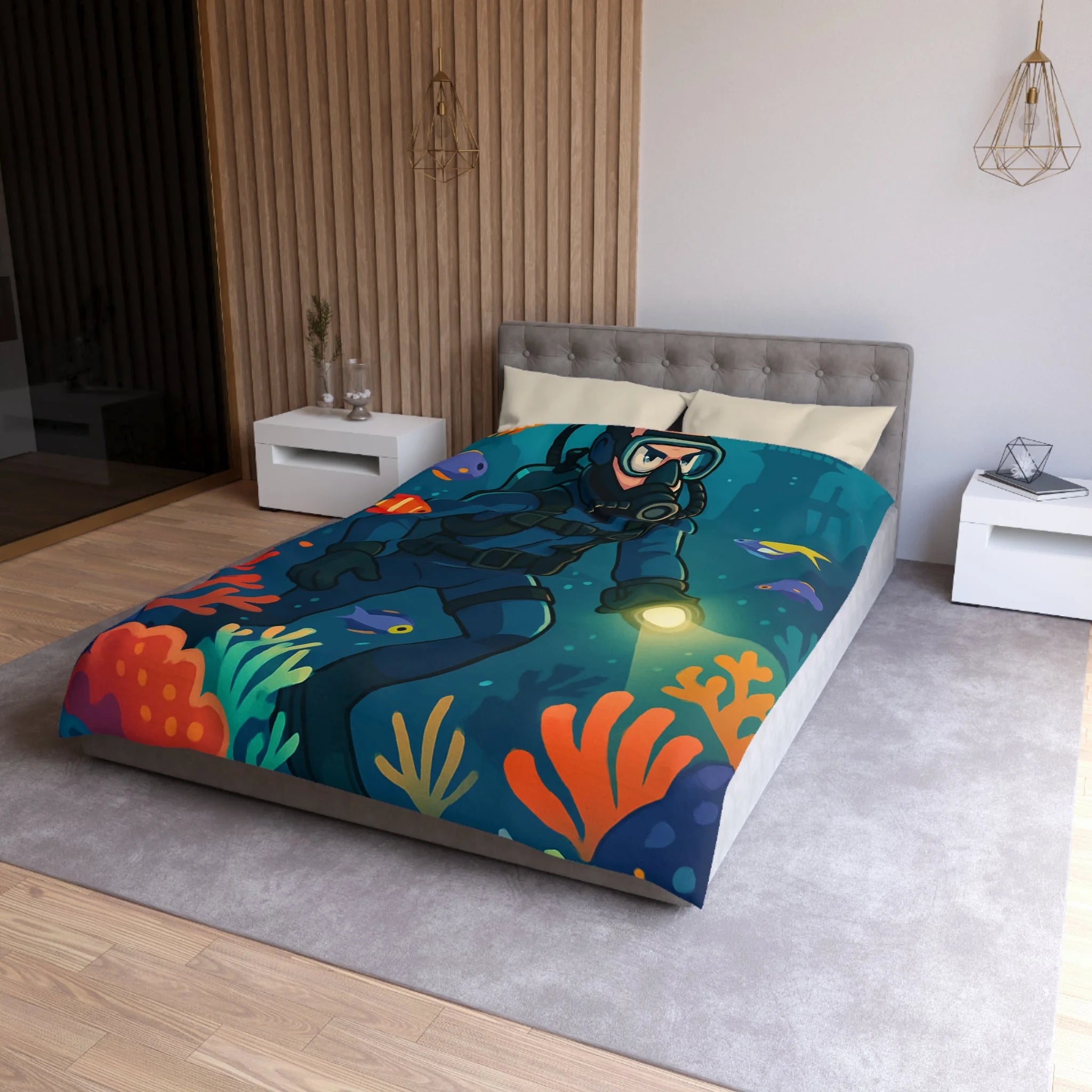 Housse de Couette Microfibre Design Artistique Moderne Décoration Chambre Confort Premium