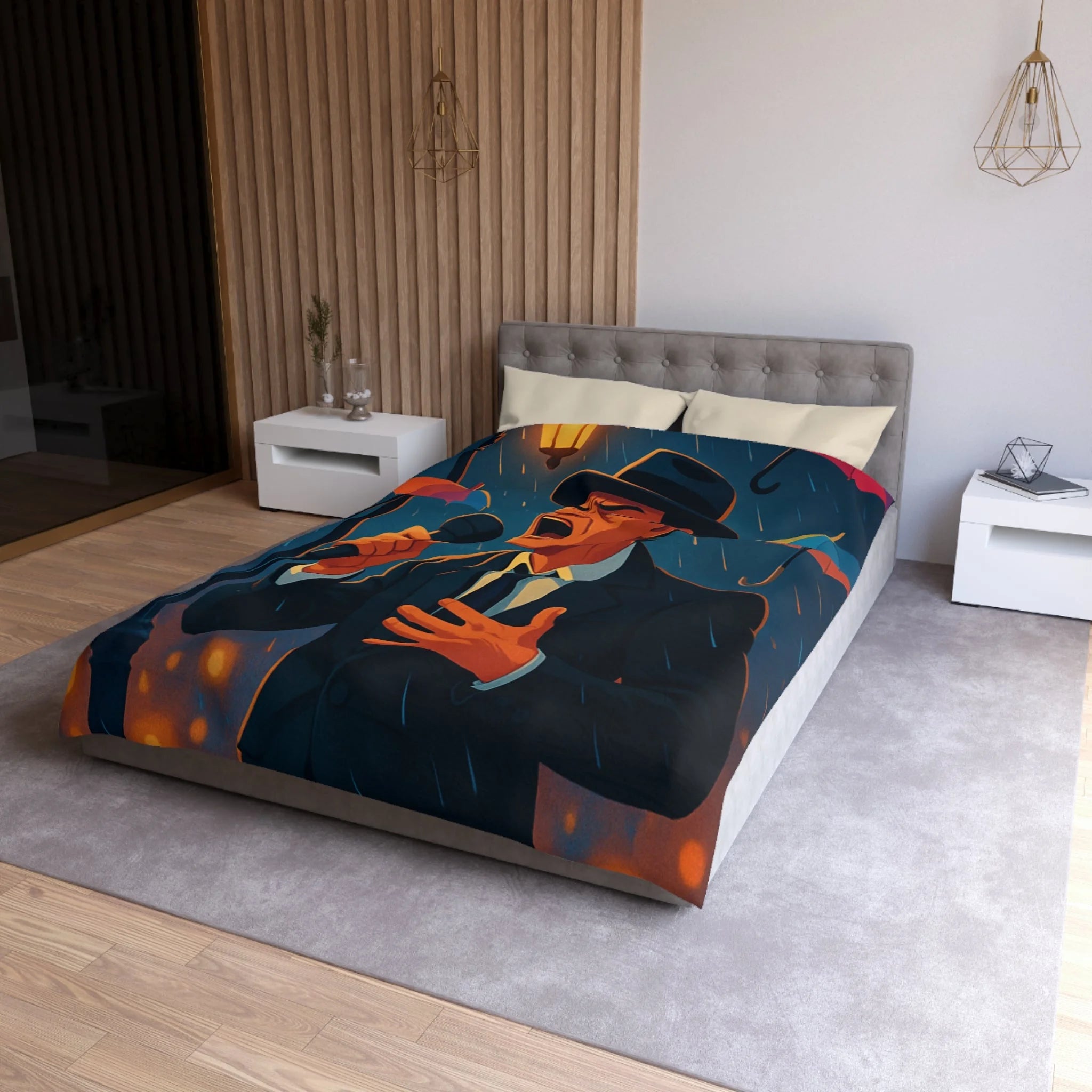Housse de Couette Microfibre Illustration Unique Design Moderne Décoration Intérieure Raffinée